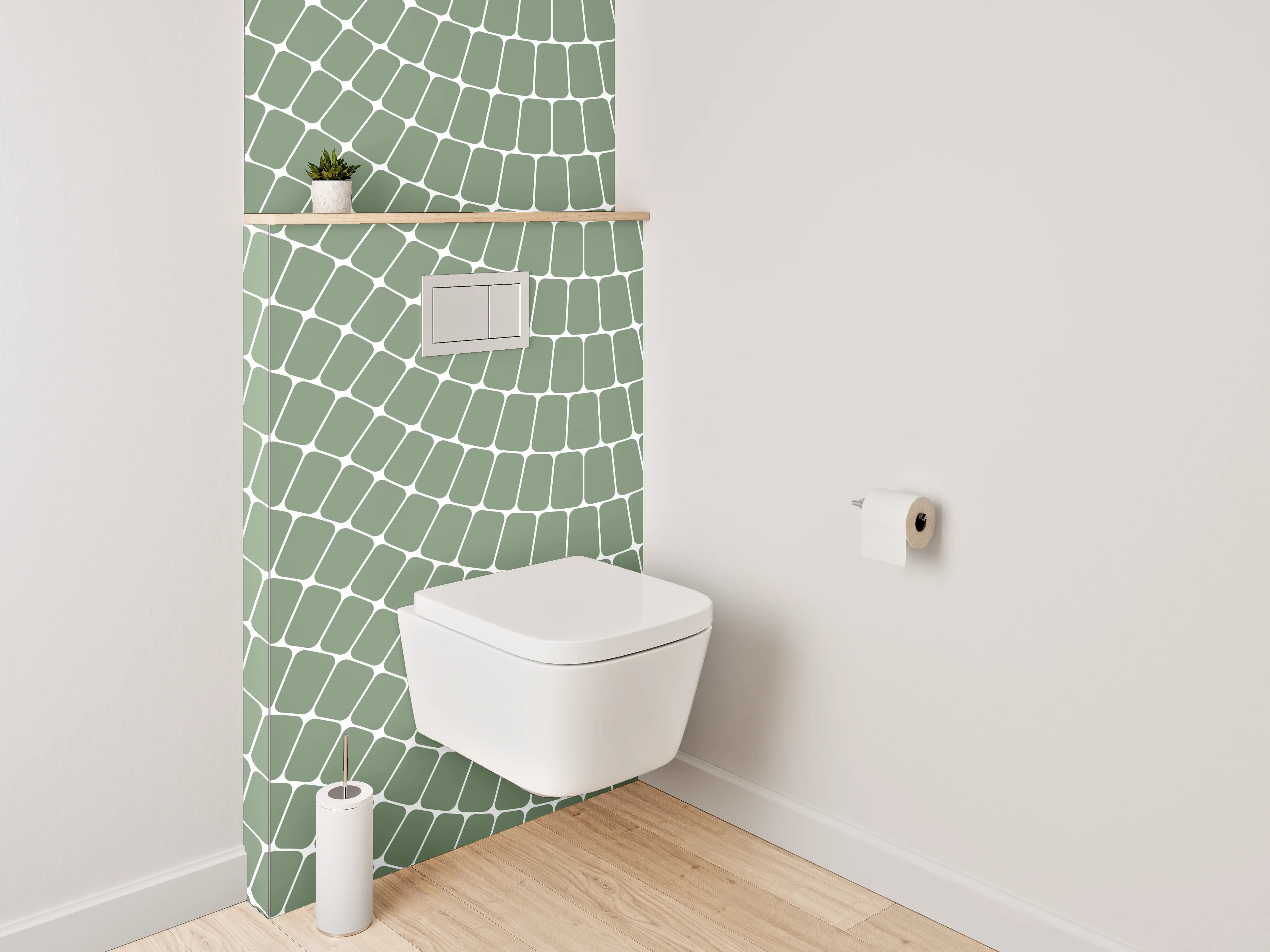 WC-Rückwand - Modernes Wellenmuster in Olivgrün