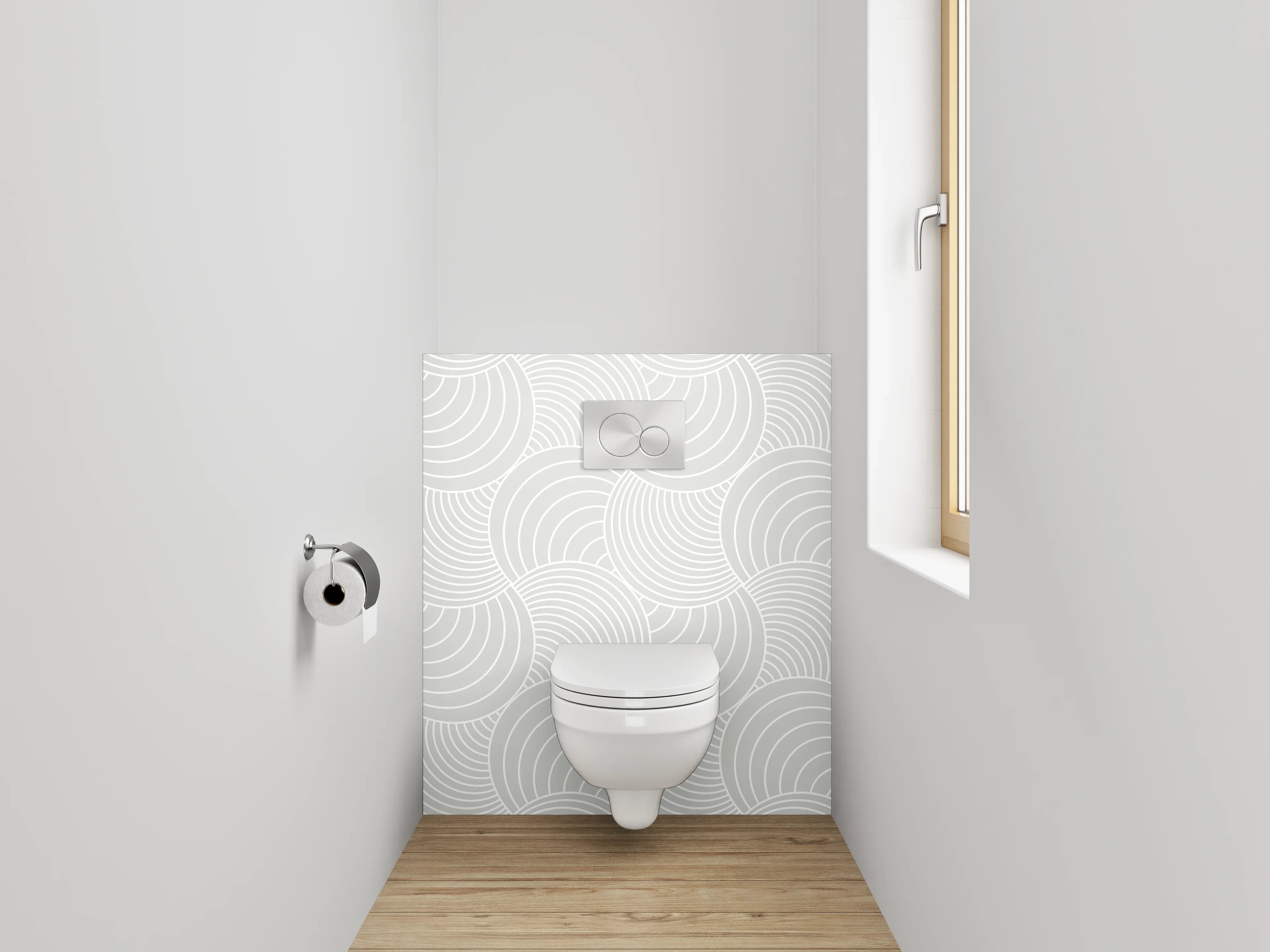 WC-Rückwand - Modernes Wellenmuster in Weiß und Grau