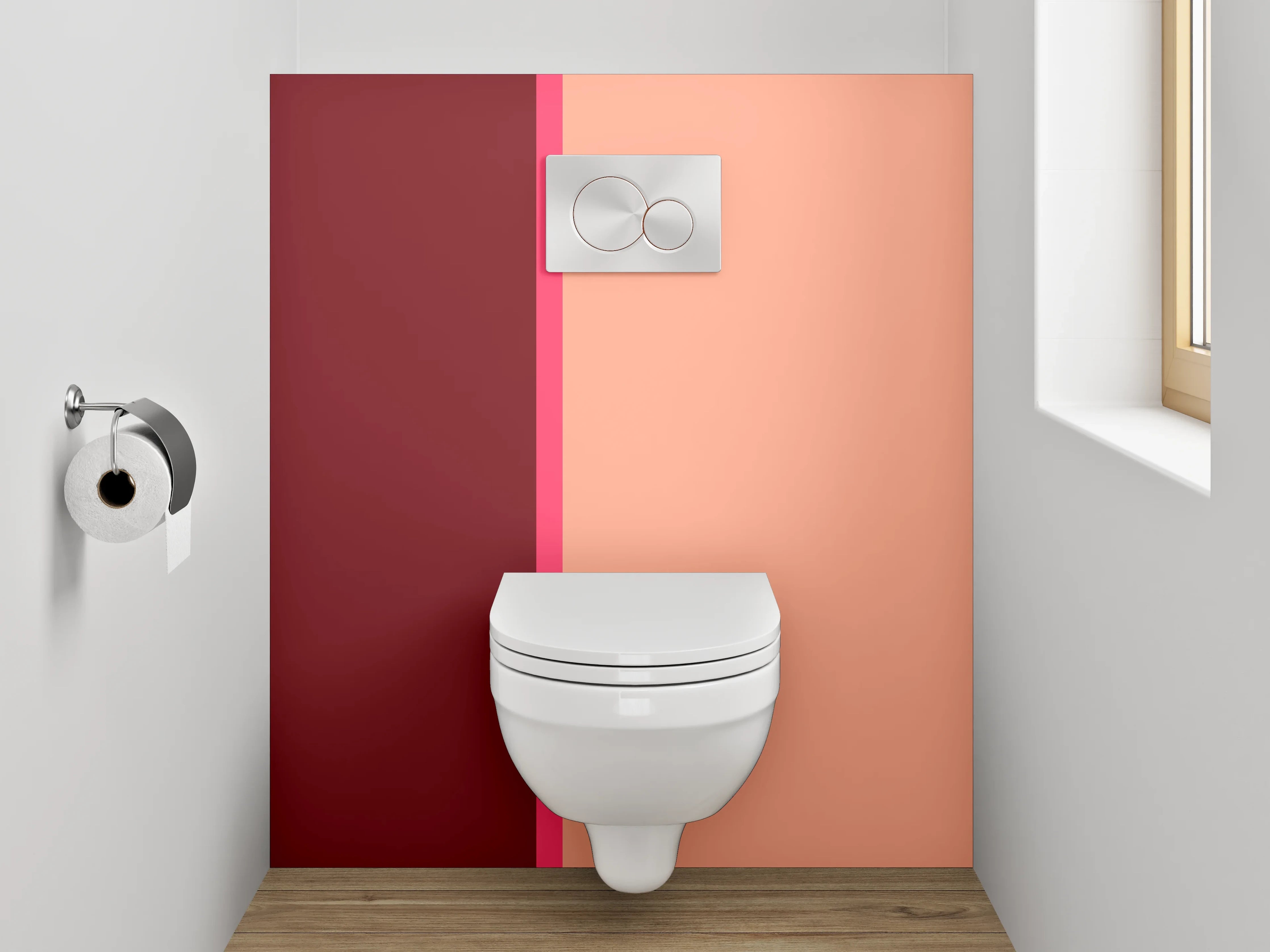 WC-Rückwand - Modernes Zweifarbendesign Braun Beige