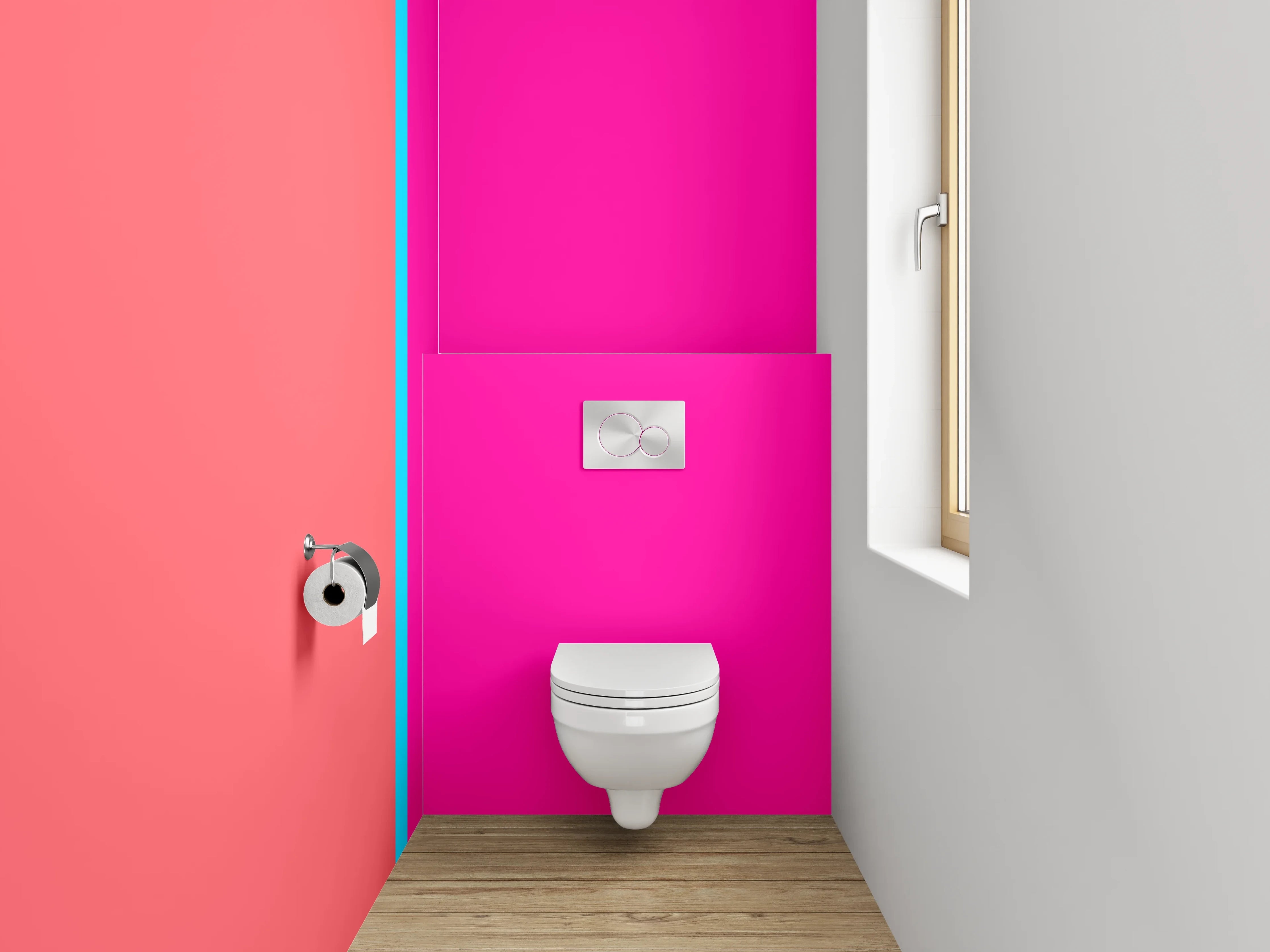 WC-Rückwand - Modernes Zweifarbendesign Mint Pink
