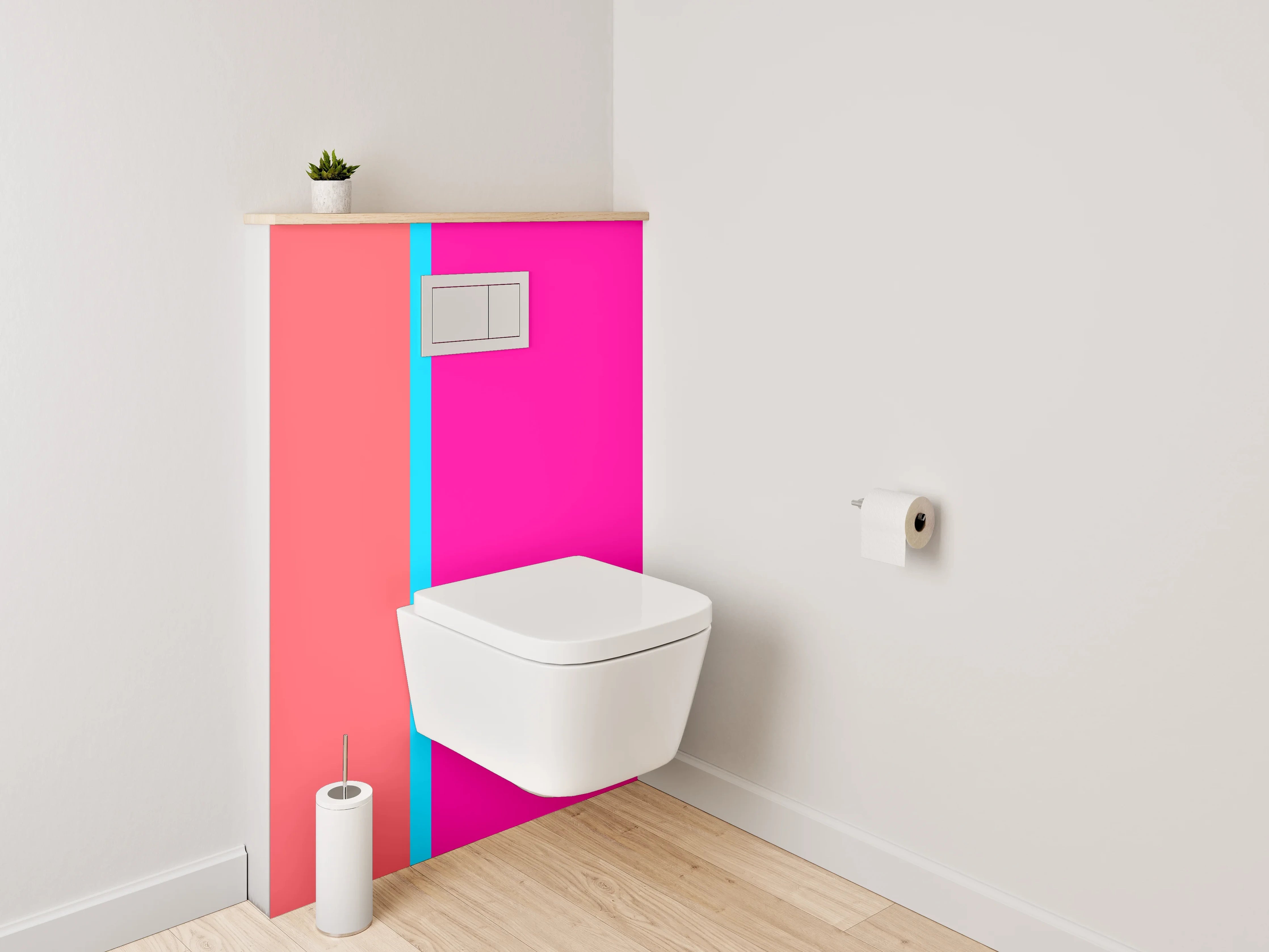 WC-Rückwand - Modernes Zweifarbendesign Mint Pink
