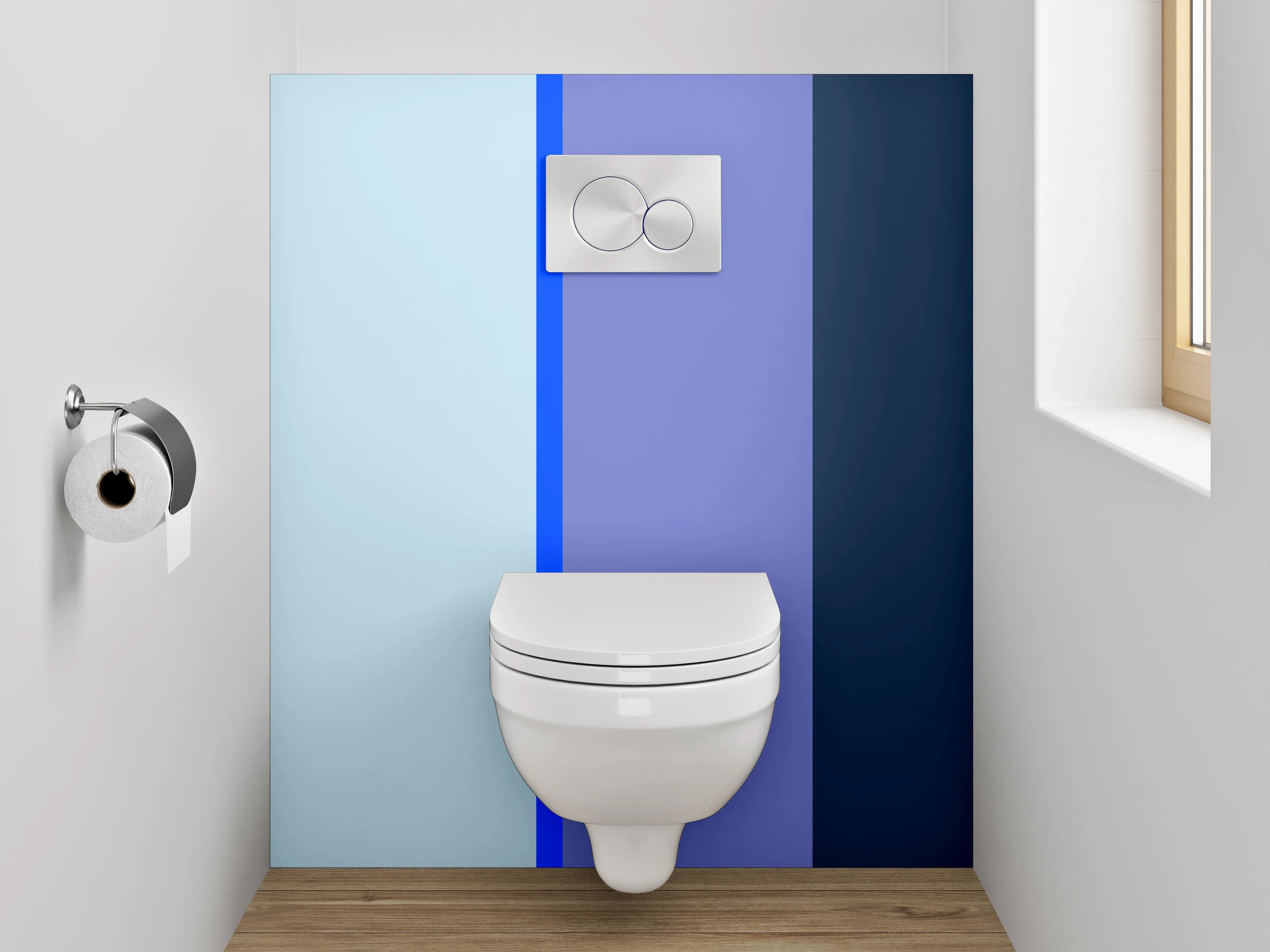 WC-Rückwand - Modernes blaues Farbblock-Design