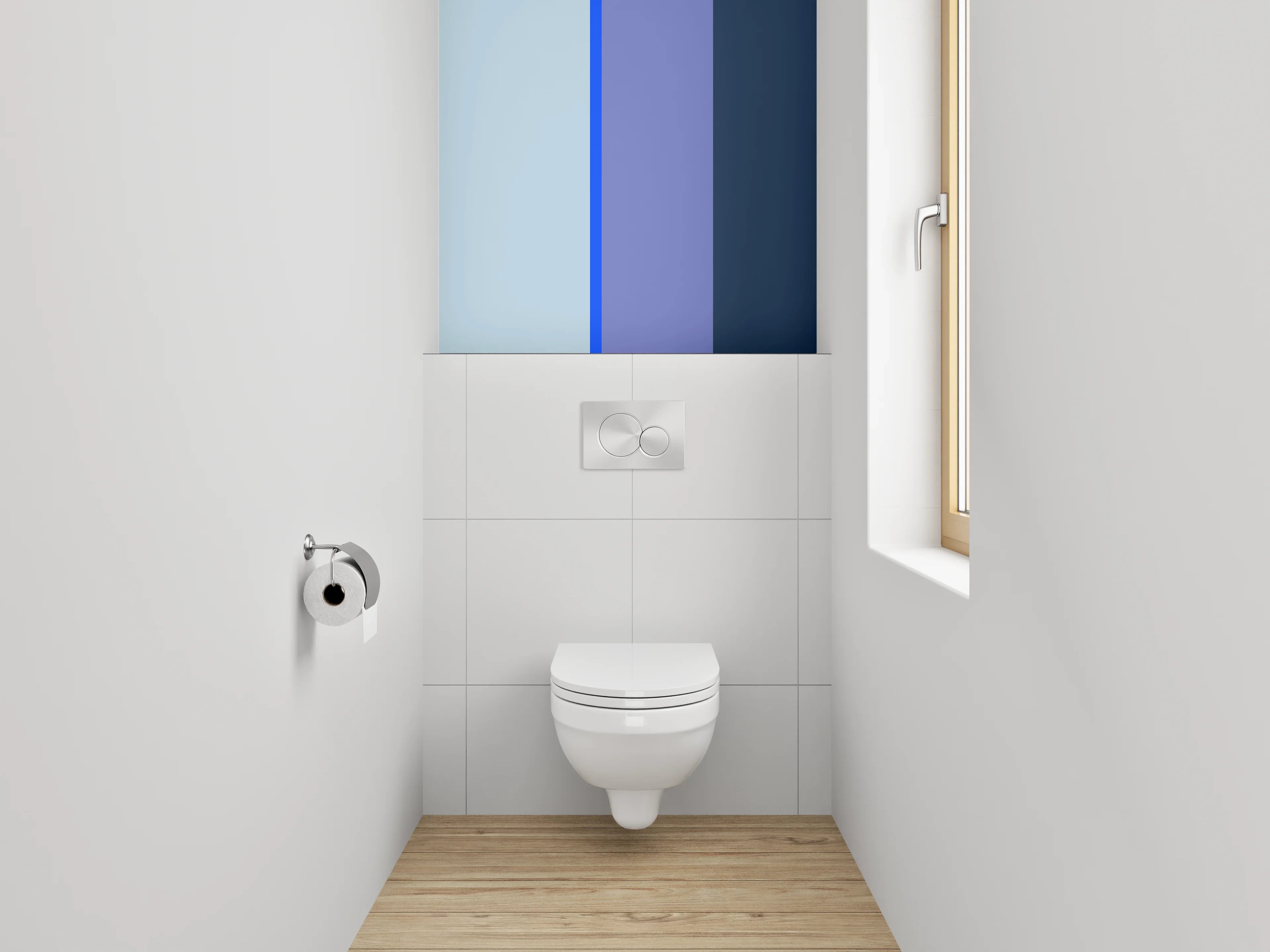 WC-Rückwand - Modernes blaues Farbblock-Design