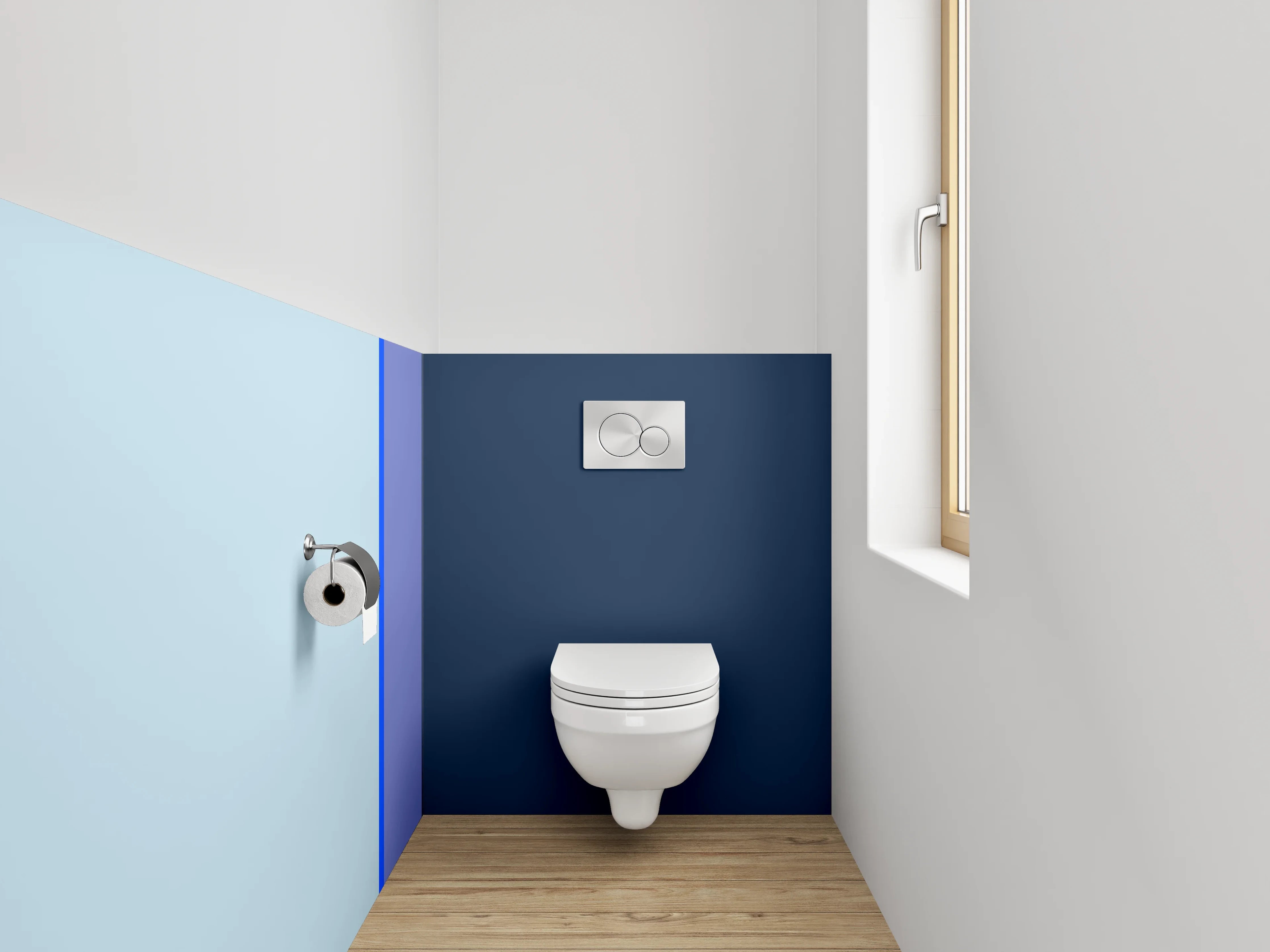 WC-Rückwand - Modernes blaues Farbblock-Design