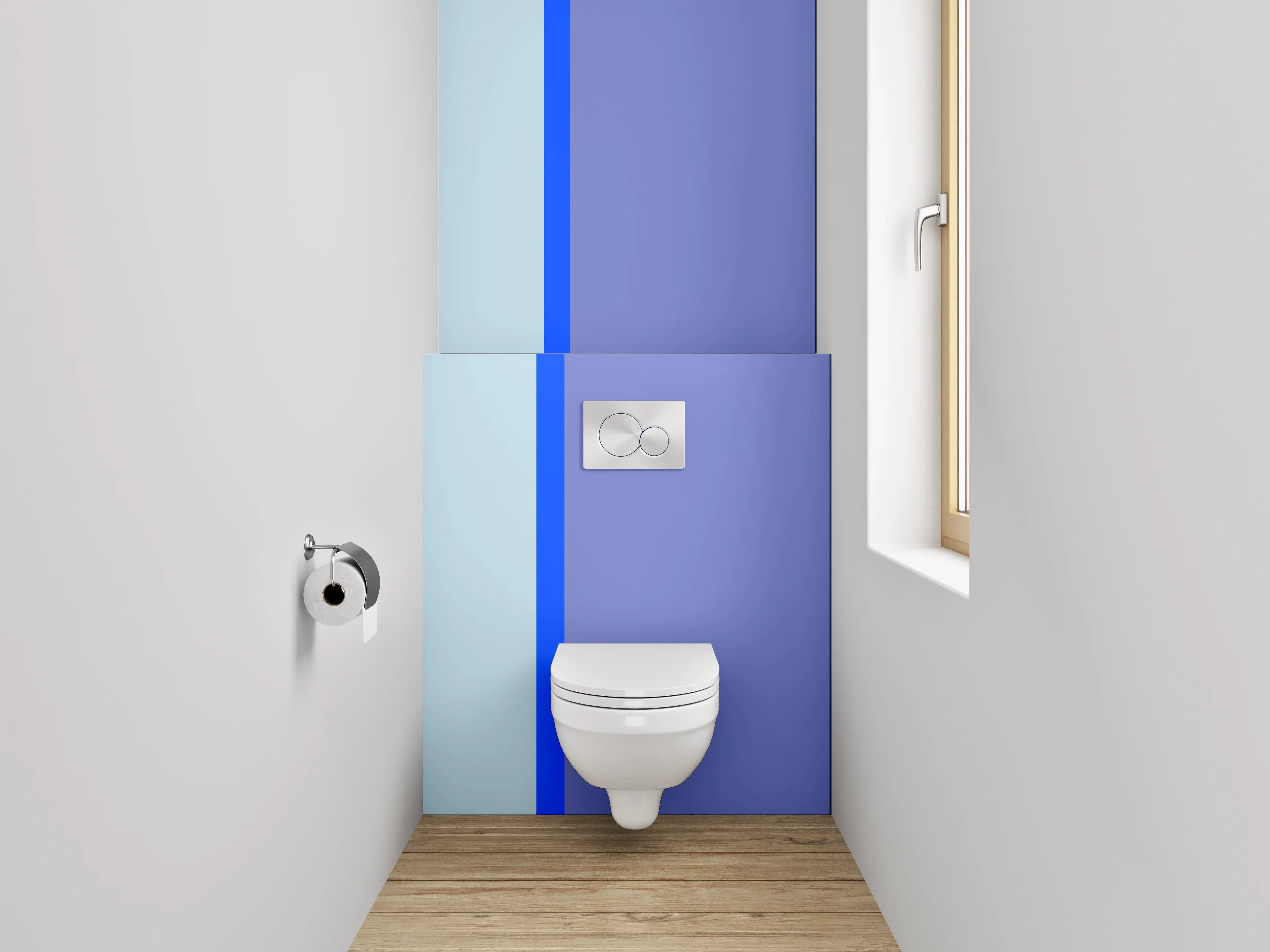 WC-Rückwand - Modernes blaues Farbblock-Design