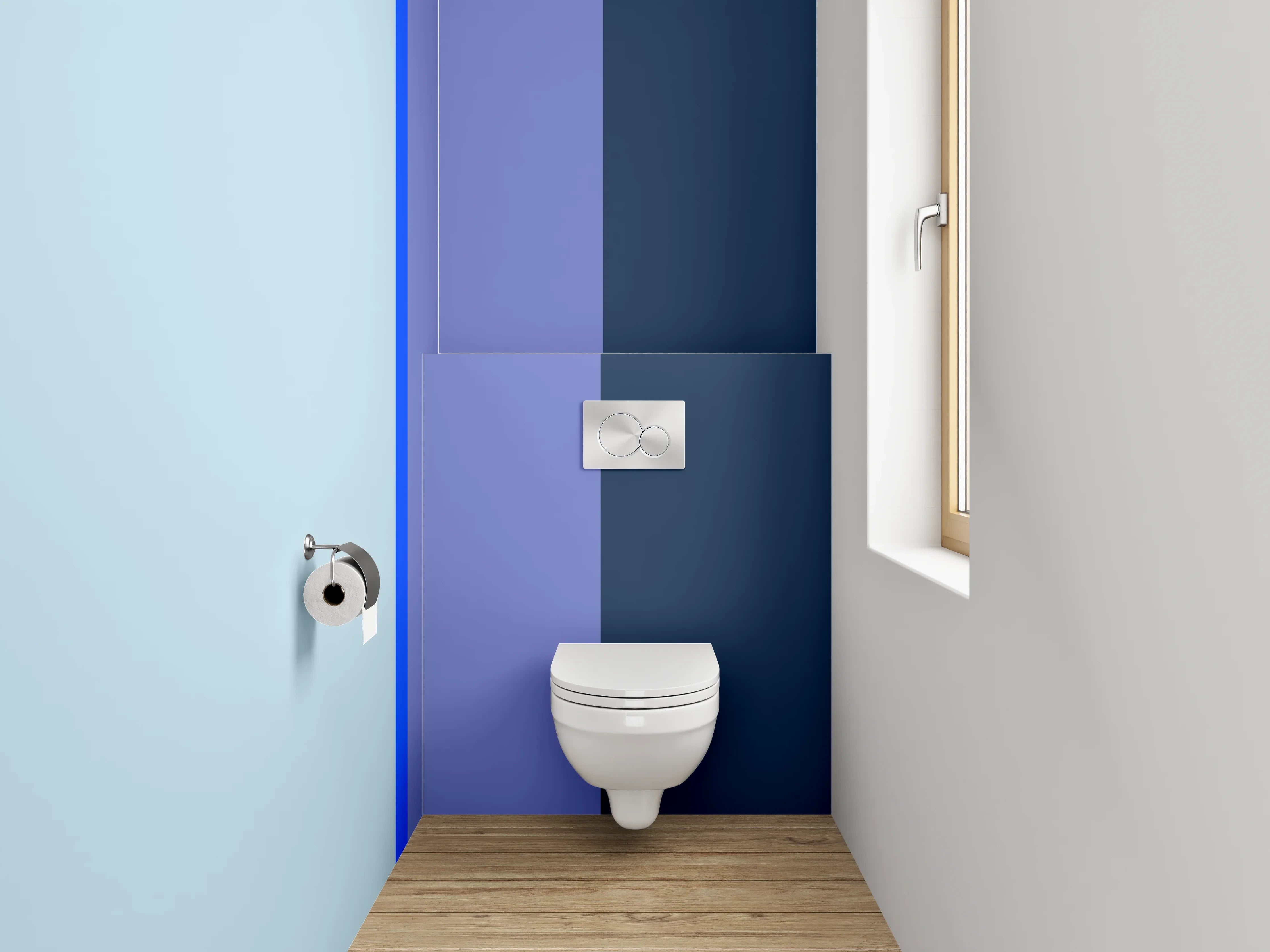 WC-Rückwand - Modernes blaues Farbblock-Design