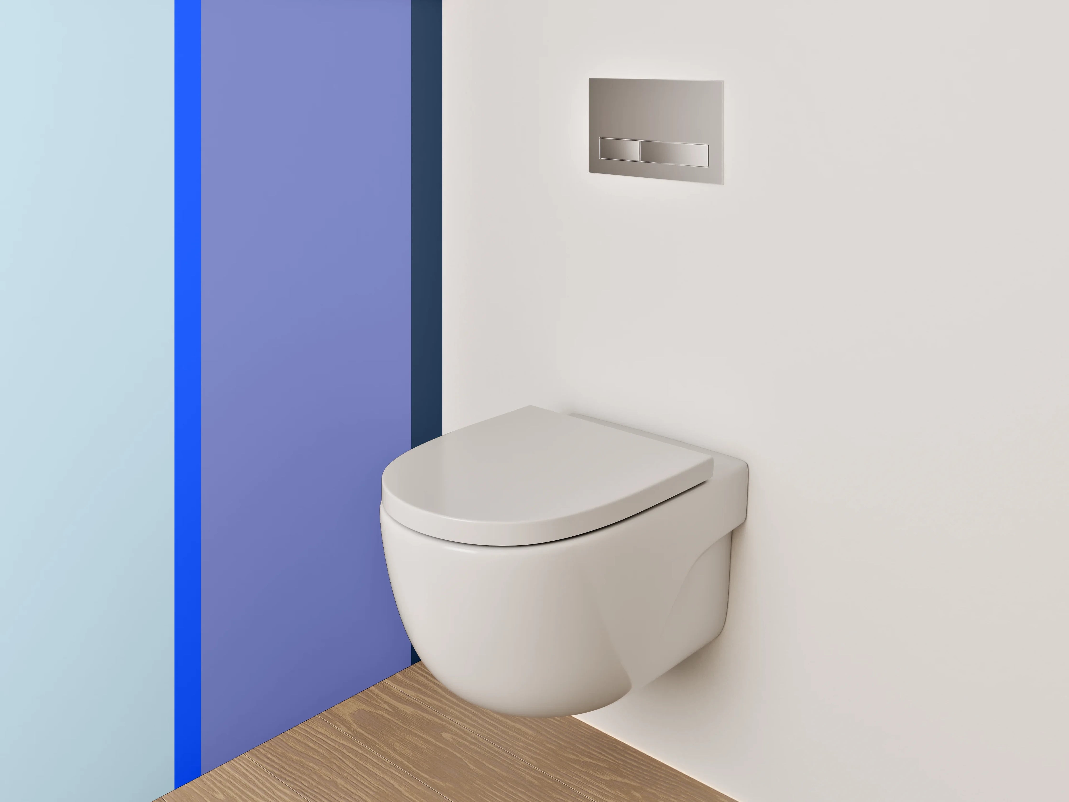 WC-Rückwand - Modernes blaues Farbblock-Design