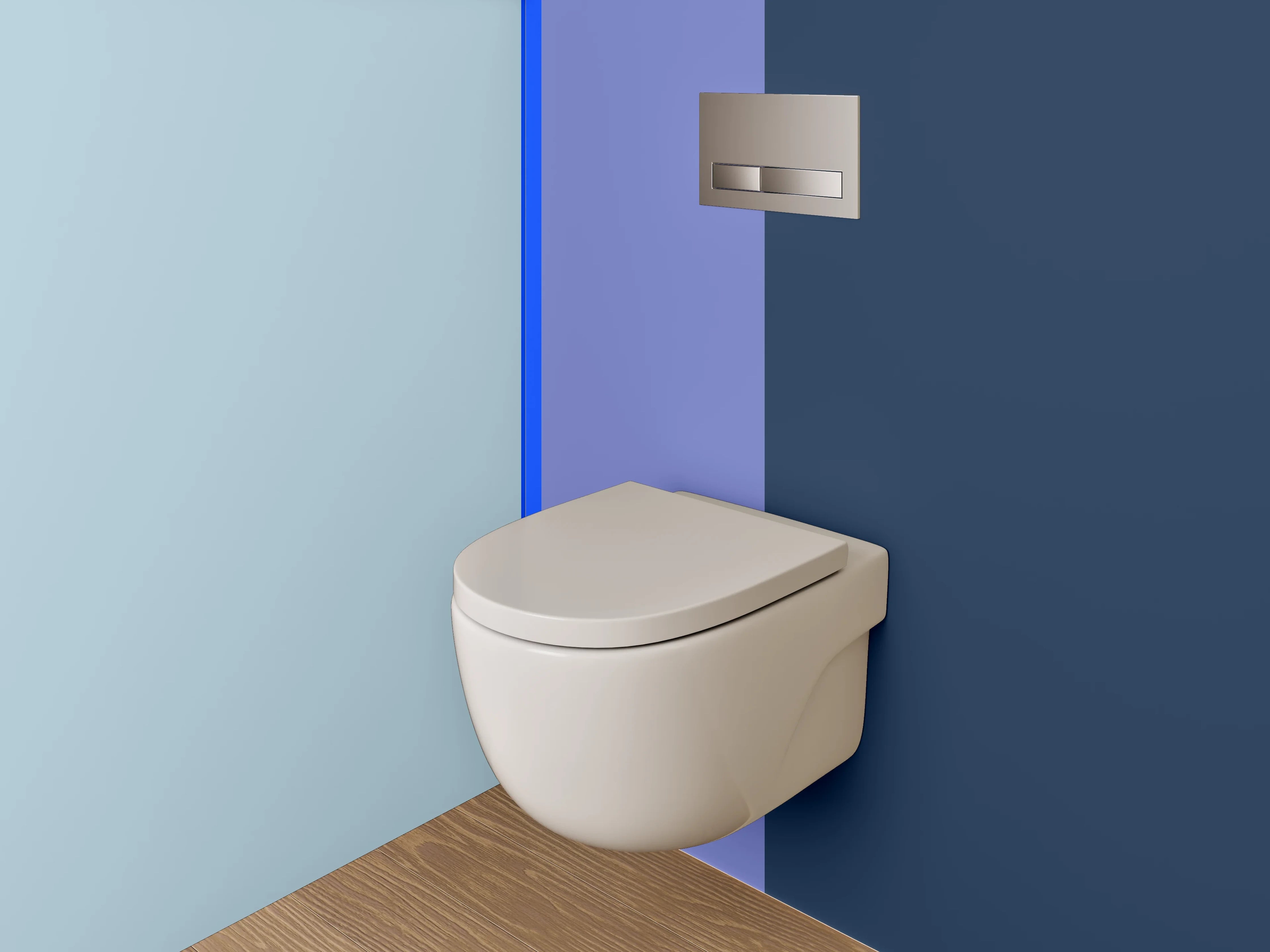 WC-Rückwand - Modernes blaues Farbblock-Design