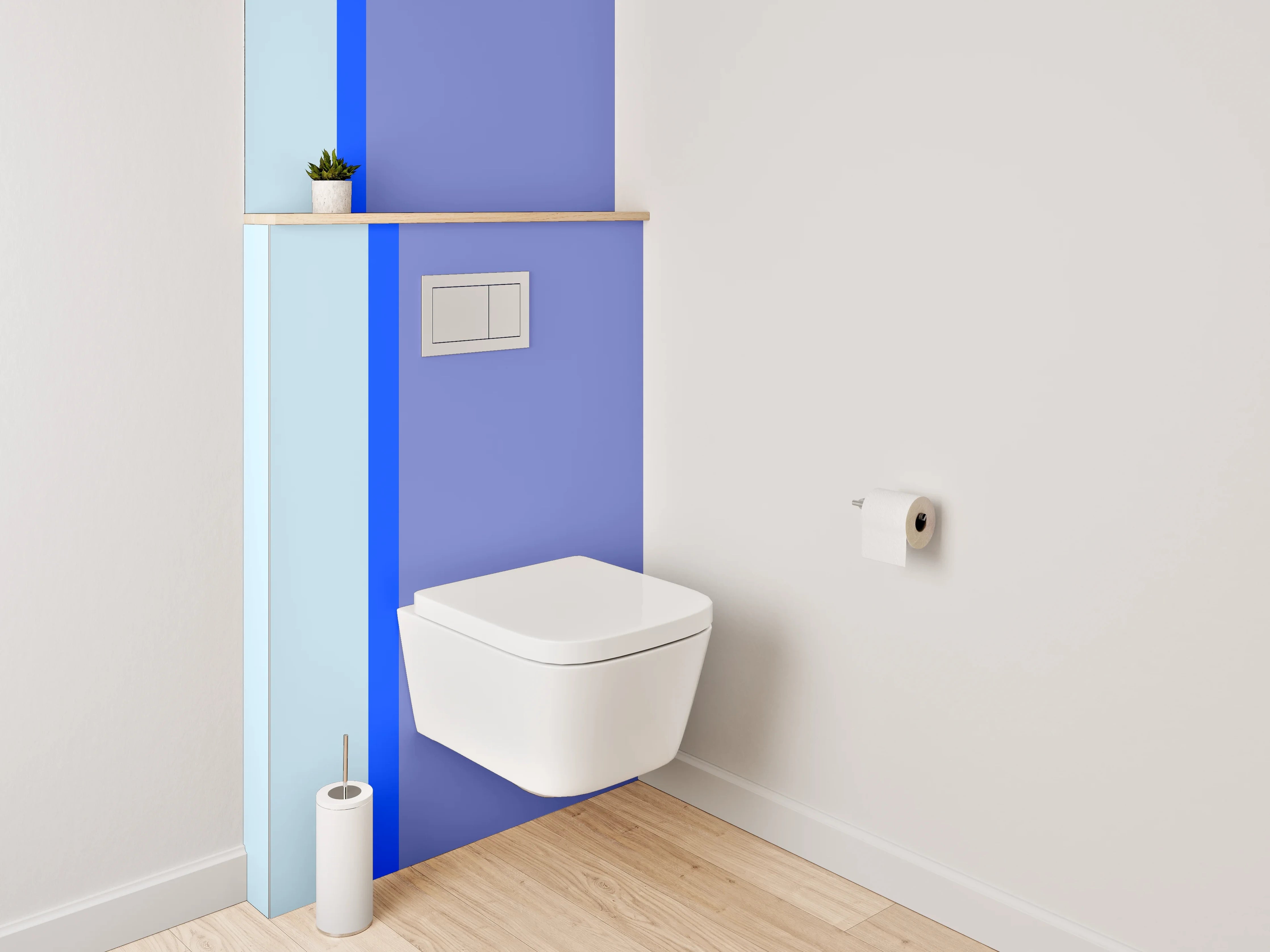 WC-Rückwand - Modernes blaues Farbblock-Design