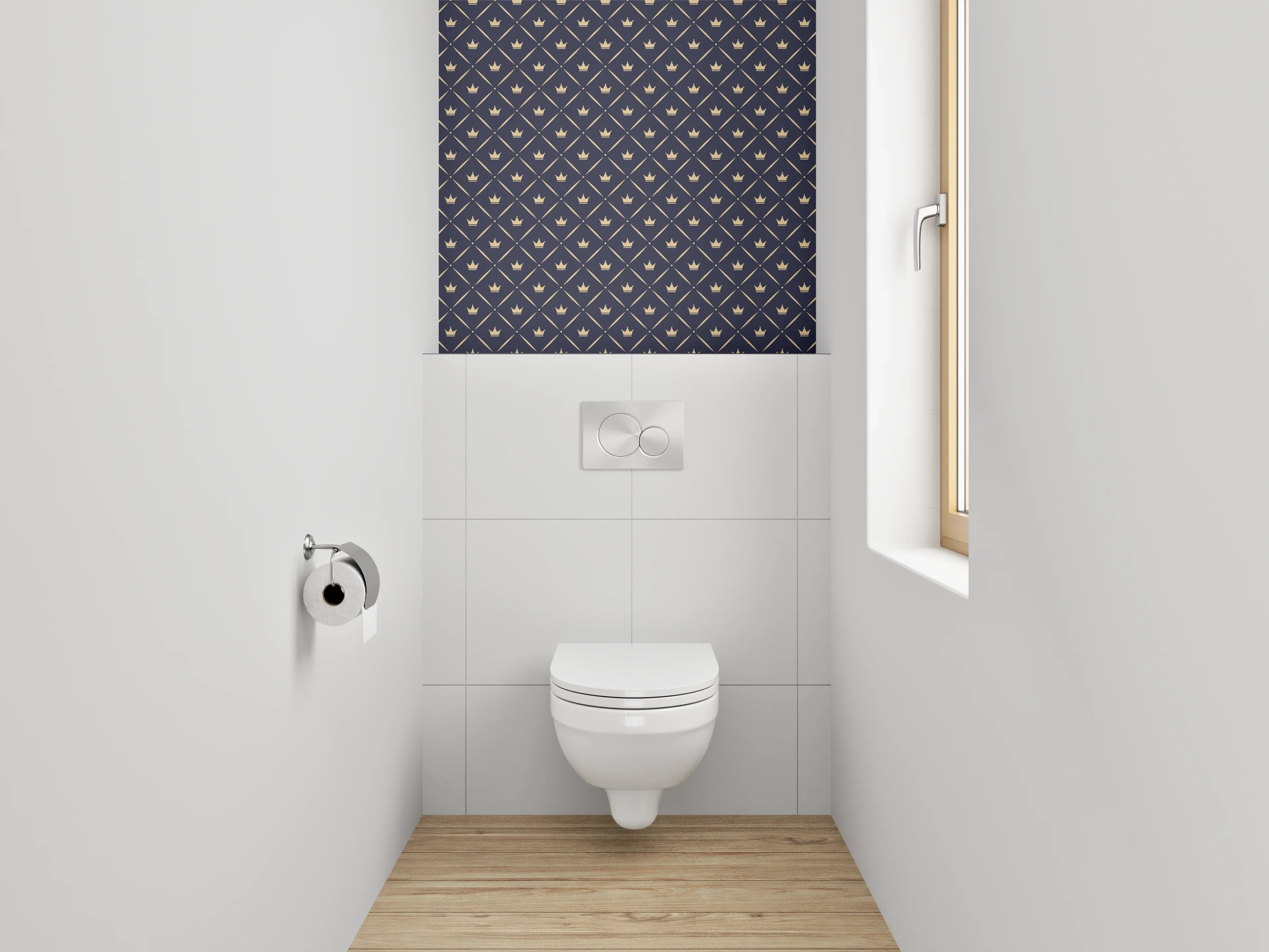 WC-Rückwand - Modernes dunkelblaues Rautenmuster