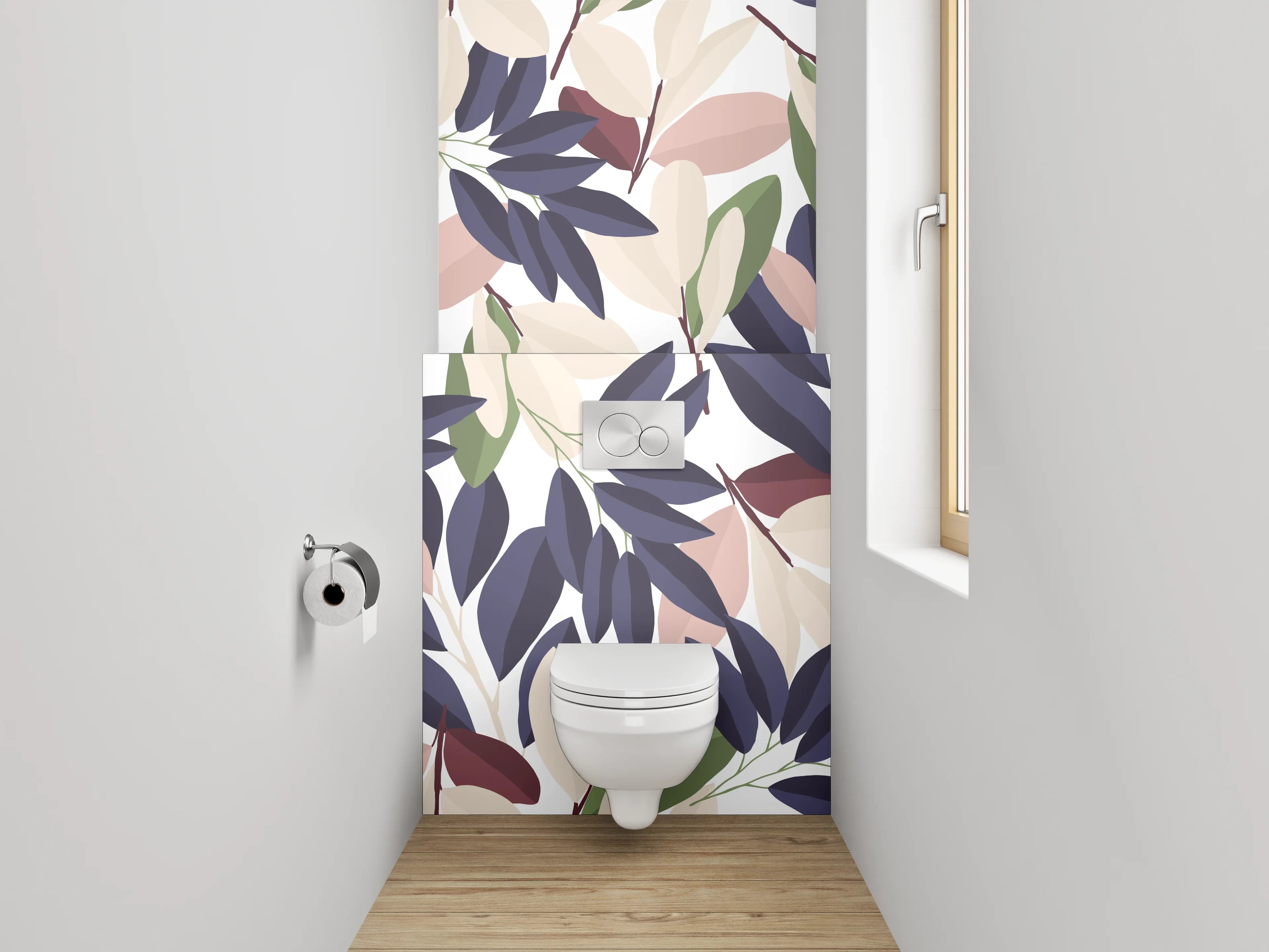 WC-Rückwand - Modernes florales Muster Pastell