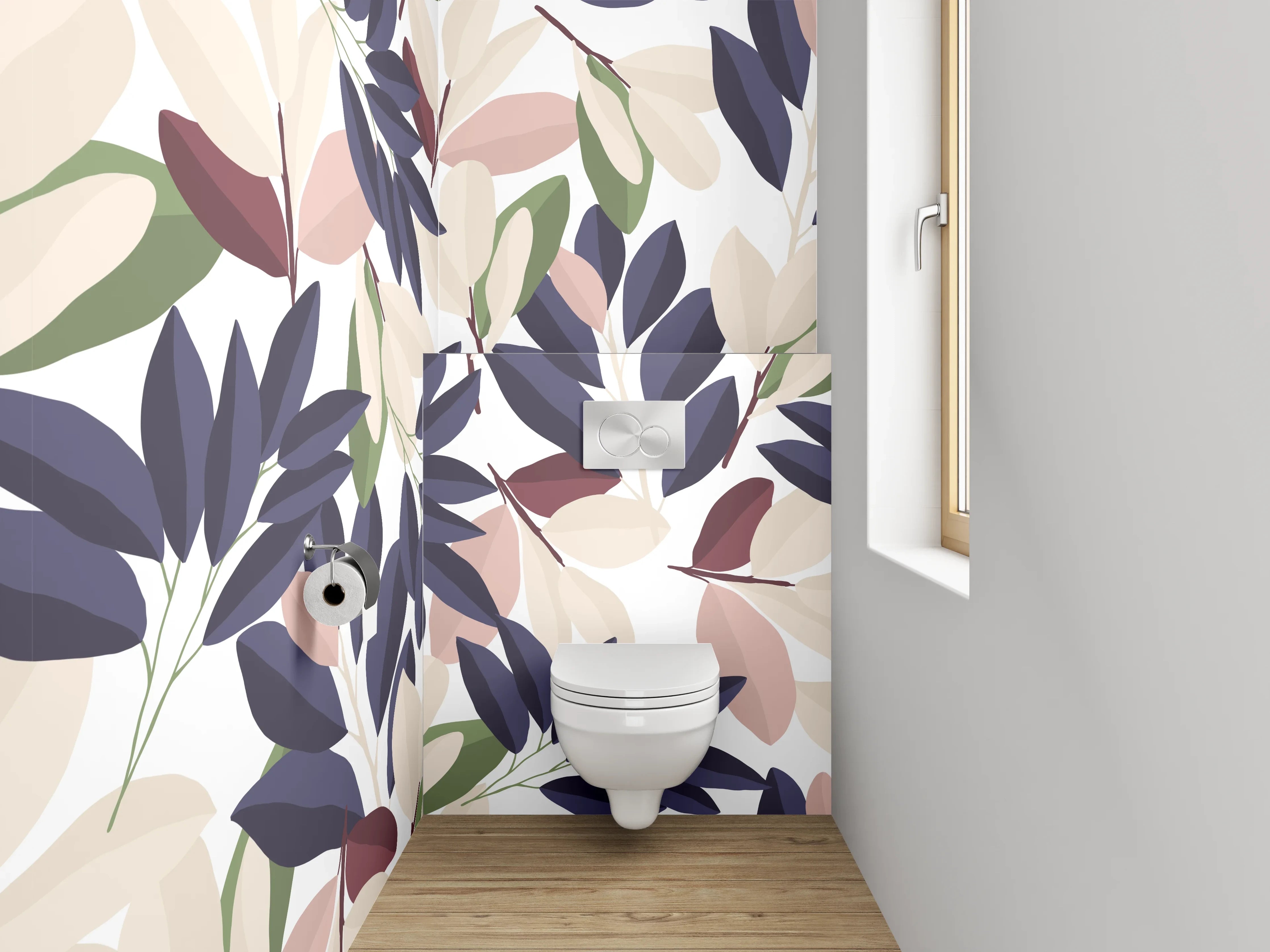WC-Rückwand - Modernes florales Muster Pastell