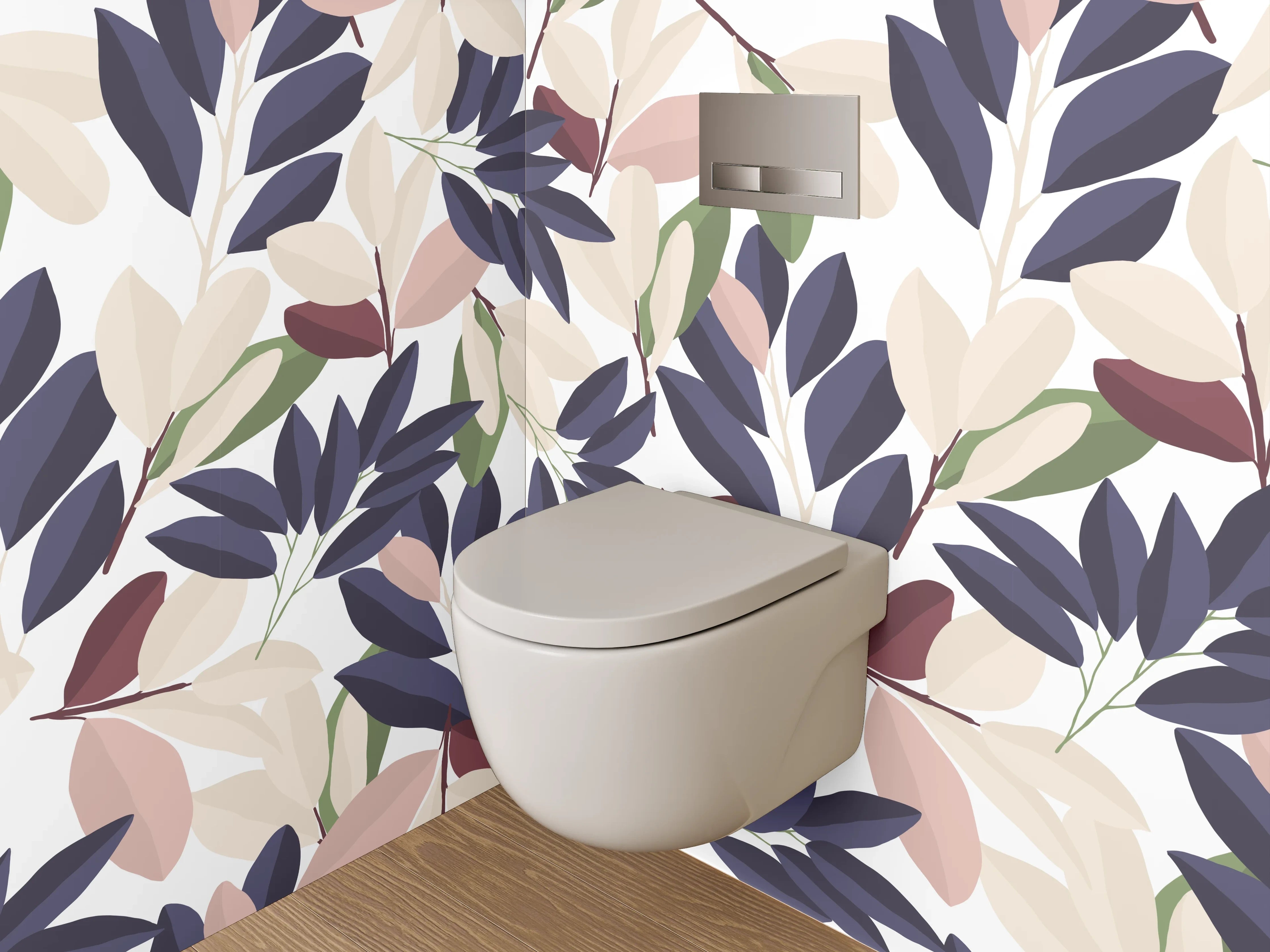 WC-Rückwand - Modernes florales Muster Pastell