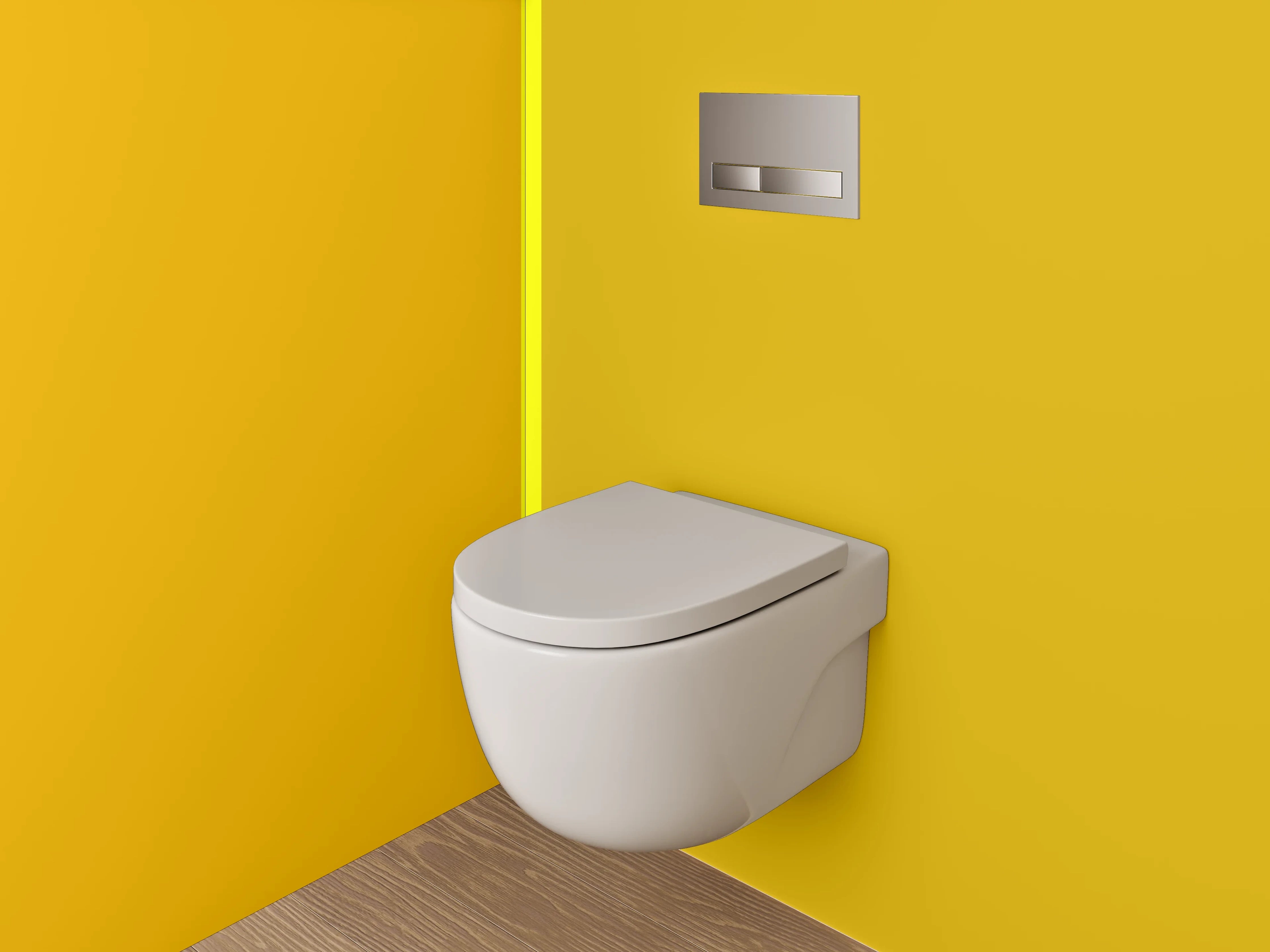 WC-Rückwand - Modernes gelbes Farbblock-Design