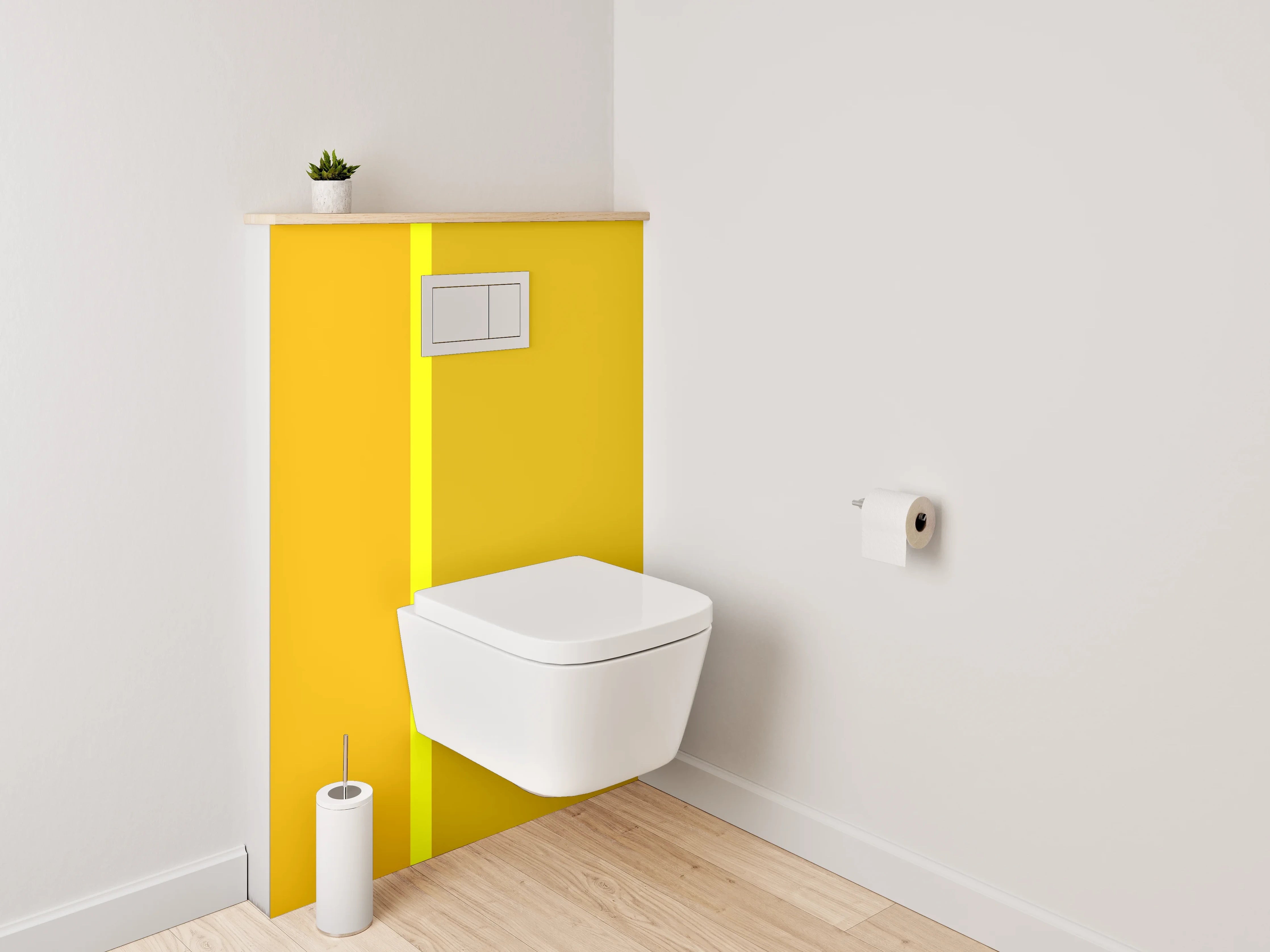 WC-Rückwand - Modernes gelbes Farbblock-Design