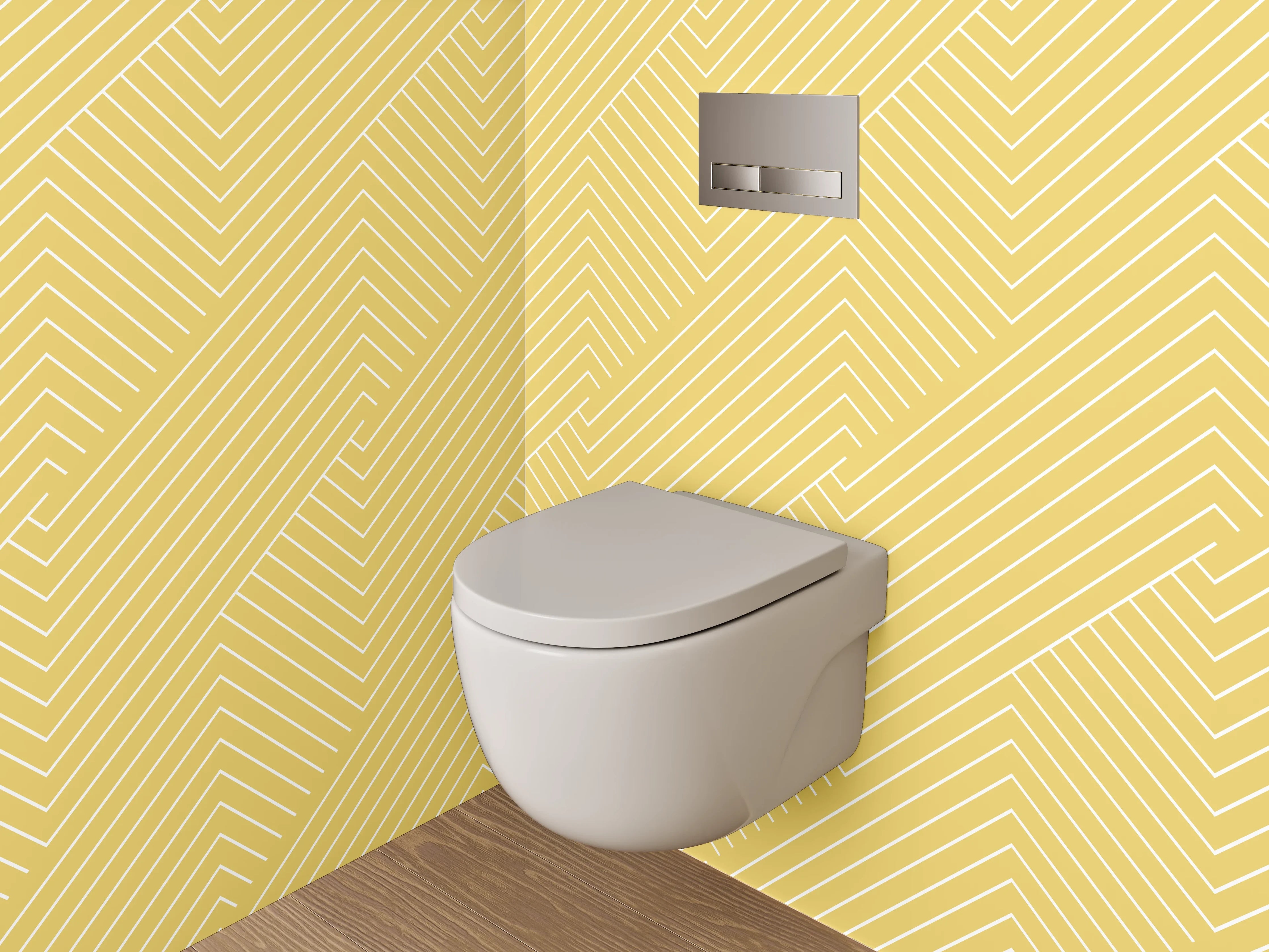 WC-Rückwand - Modernes gelbes Linienmuster