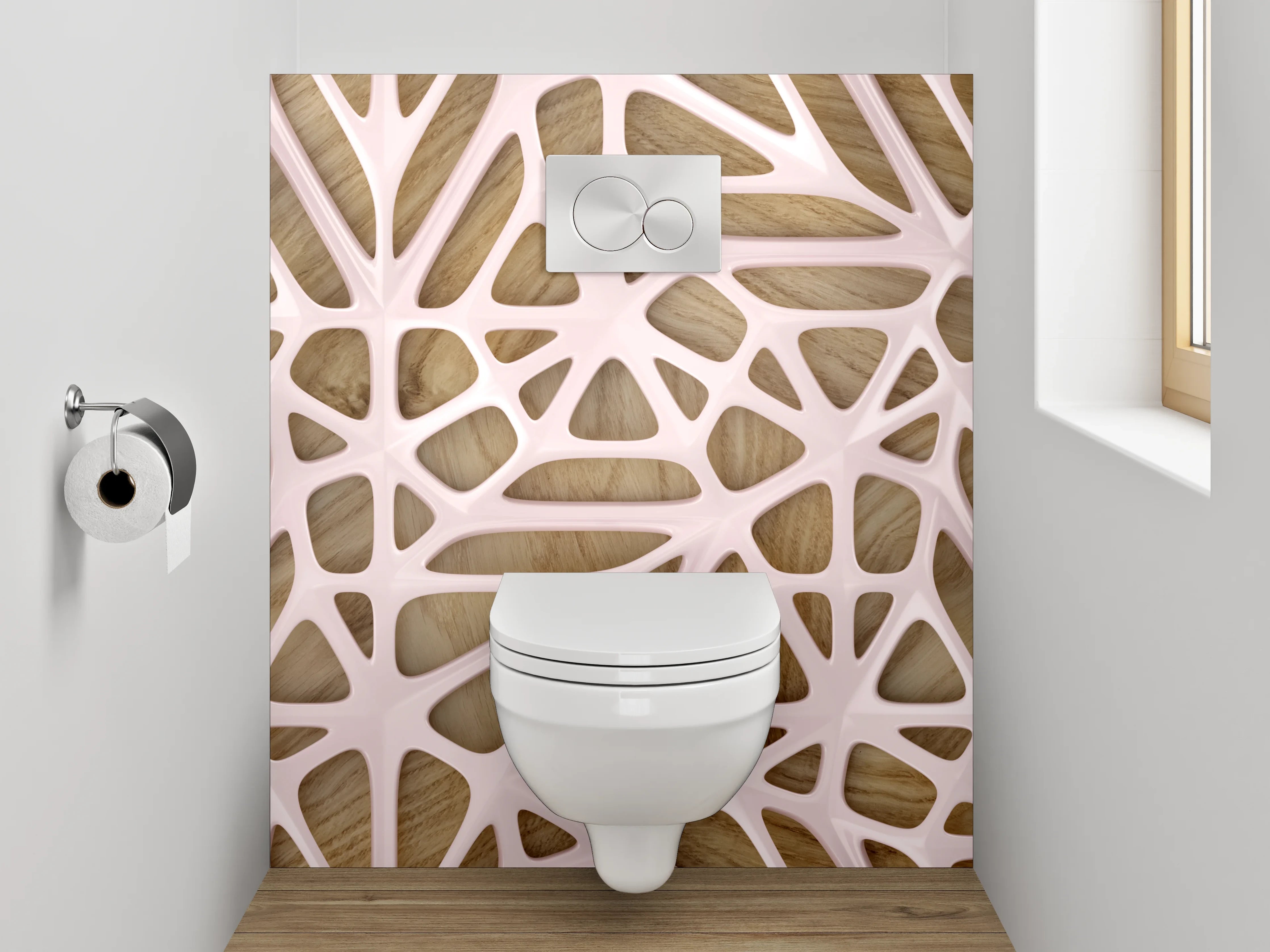 WC-Rückwand - Modernes geometrisches Holzmuster