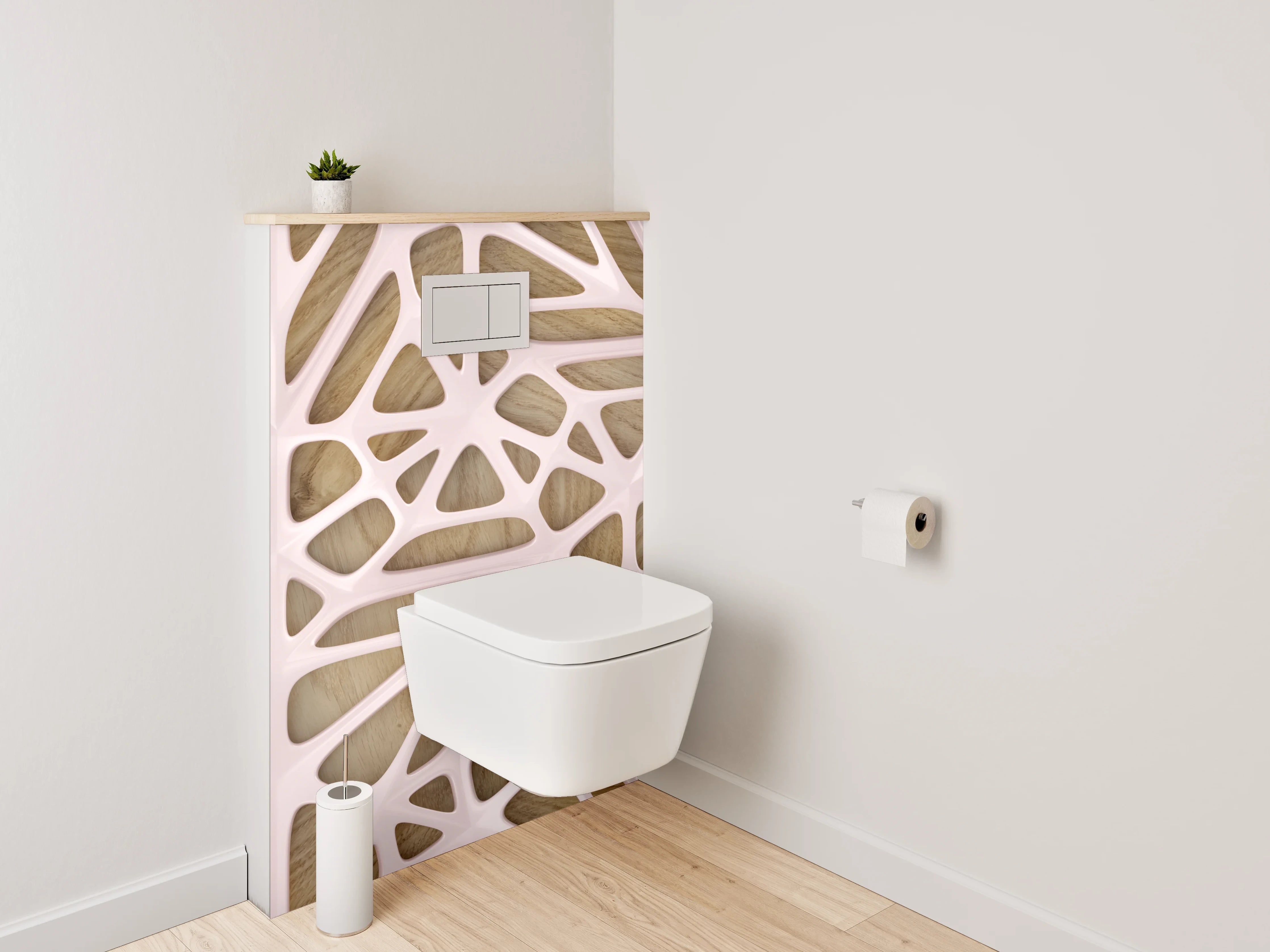 WC-Rückwand - Modernes geometrisches Holzmuster