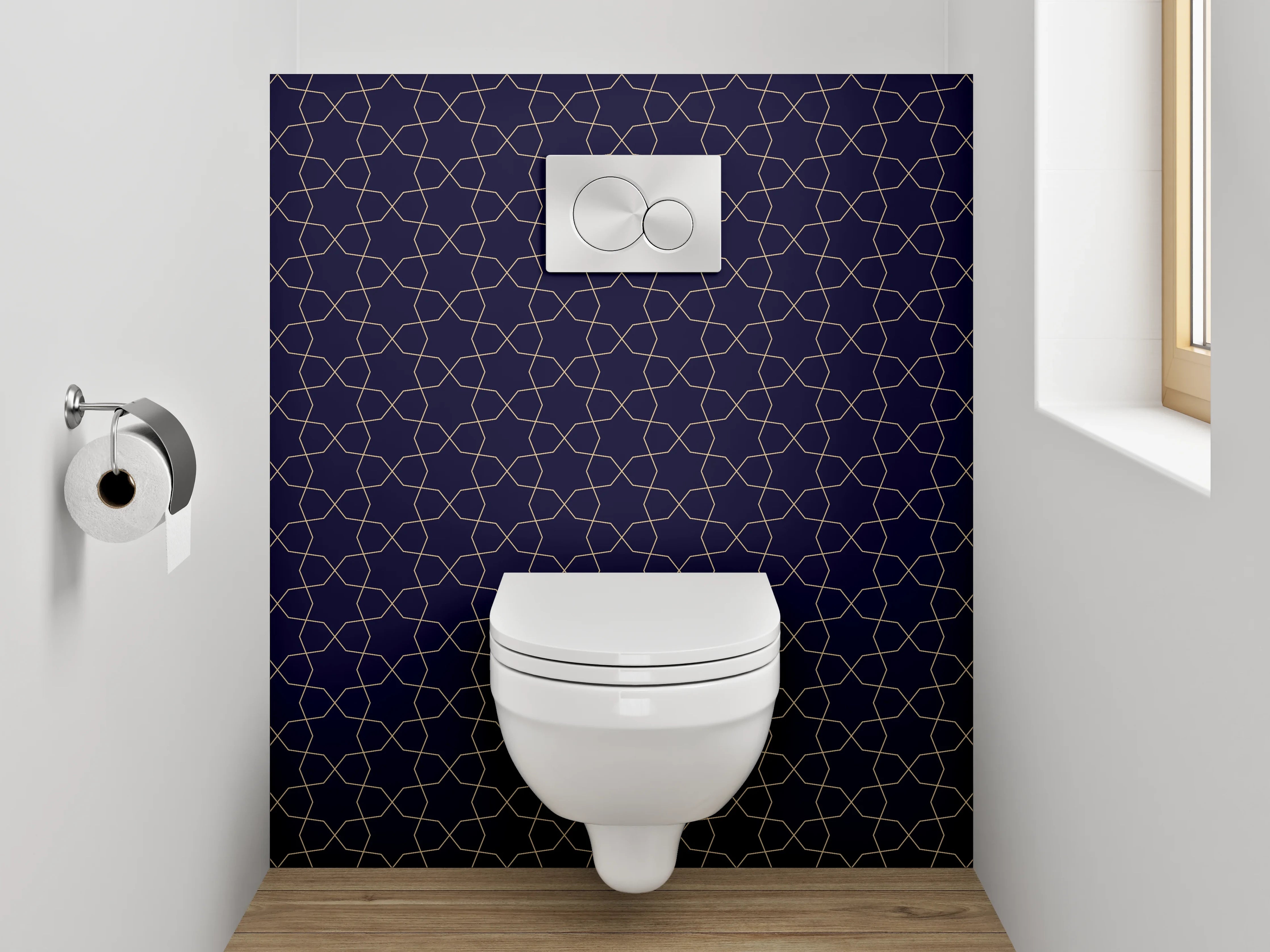 WC-Rückwand - Modernes geometrisches Kreismuster Dunkelblau