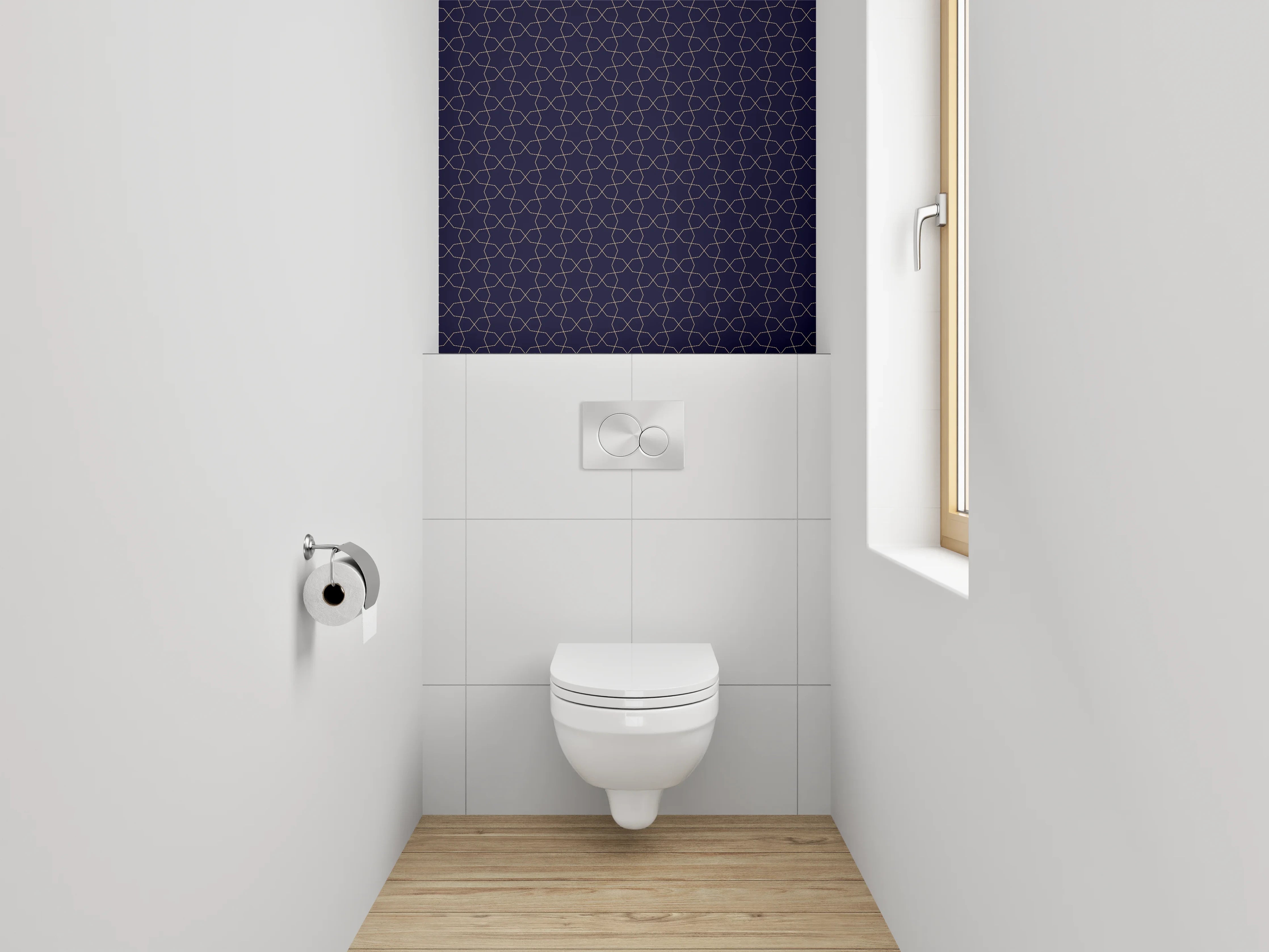 WC-Rückwand - Modernes geometrisches Kreismuster Dunkelblau