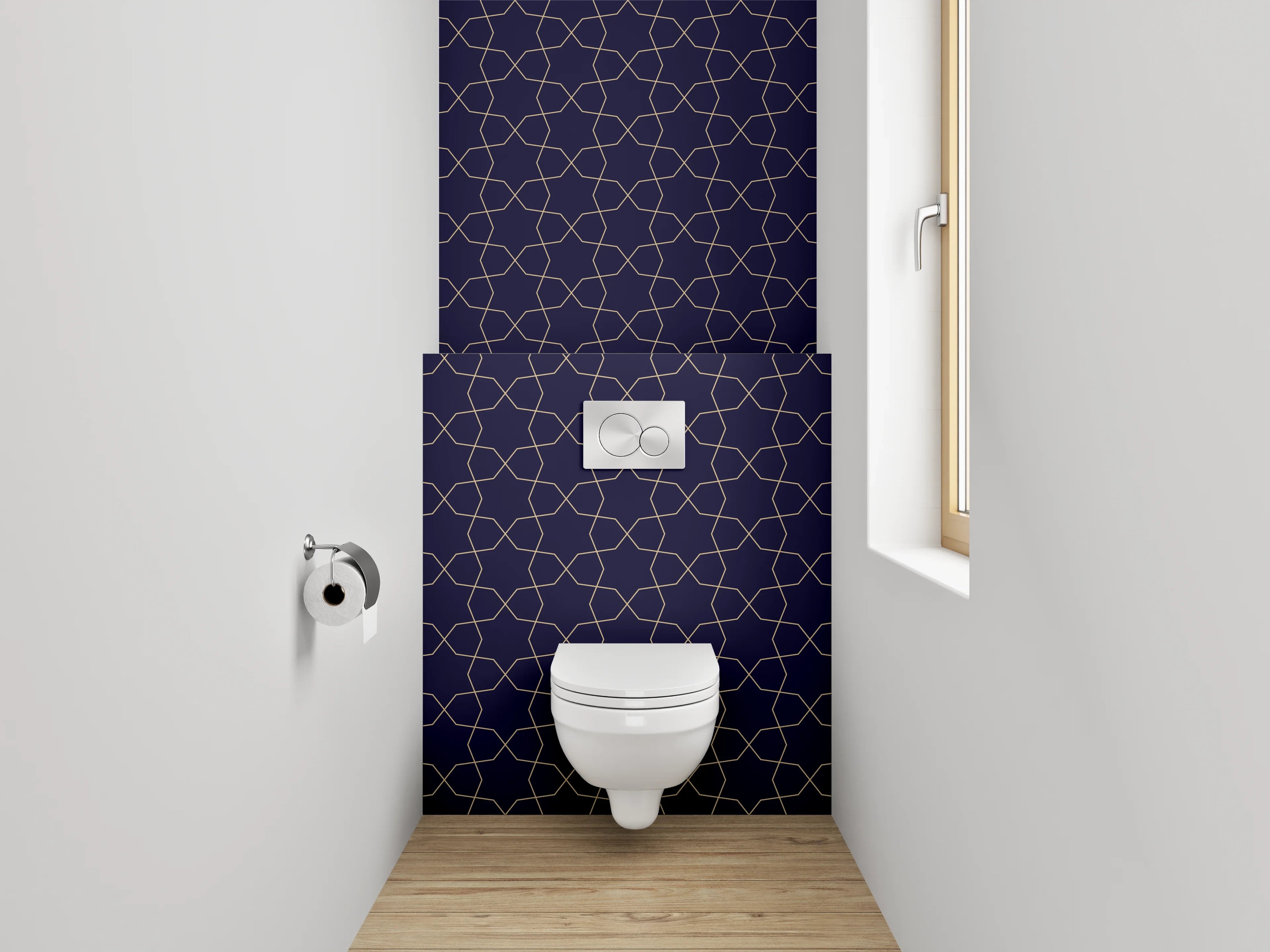 WC-Rückwand - Modernes geometrisches Kreismuster Dunkelblau