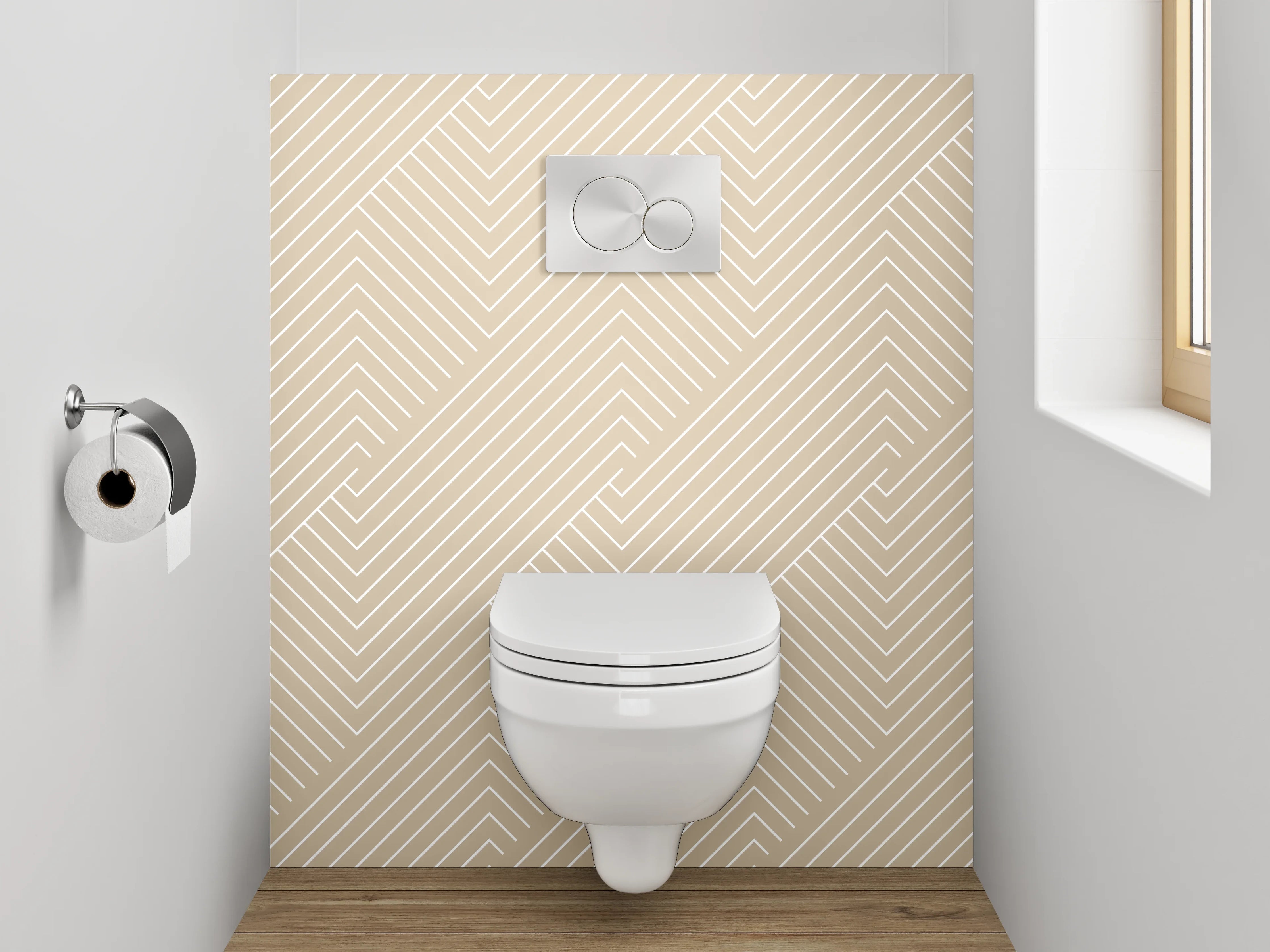 WC-Rückwand - Modernes geometrisches Linienmuster Beige