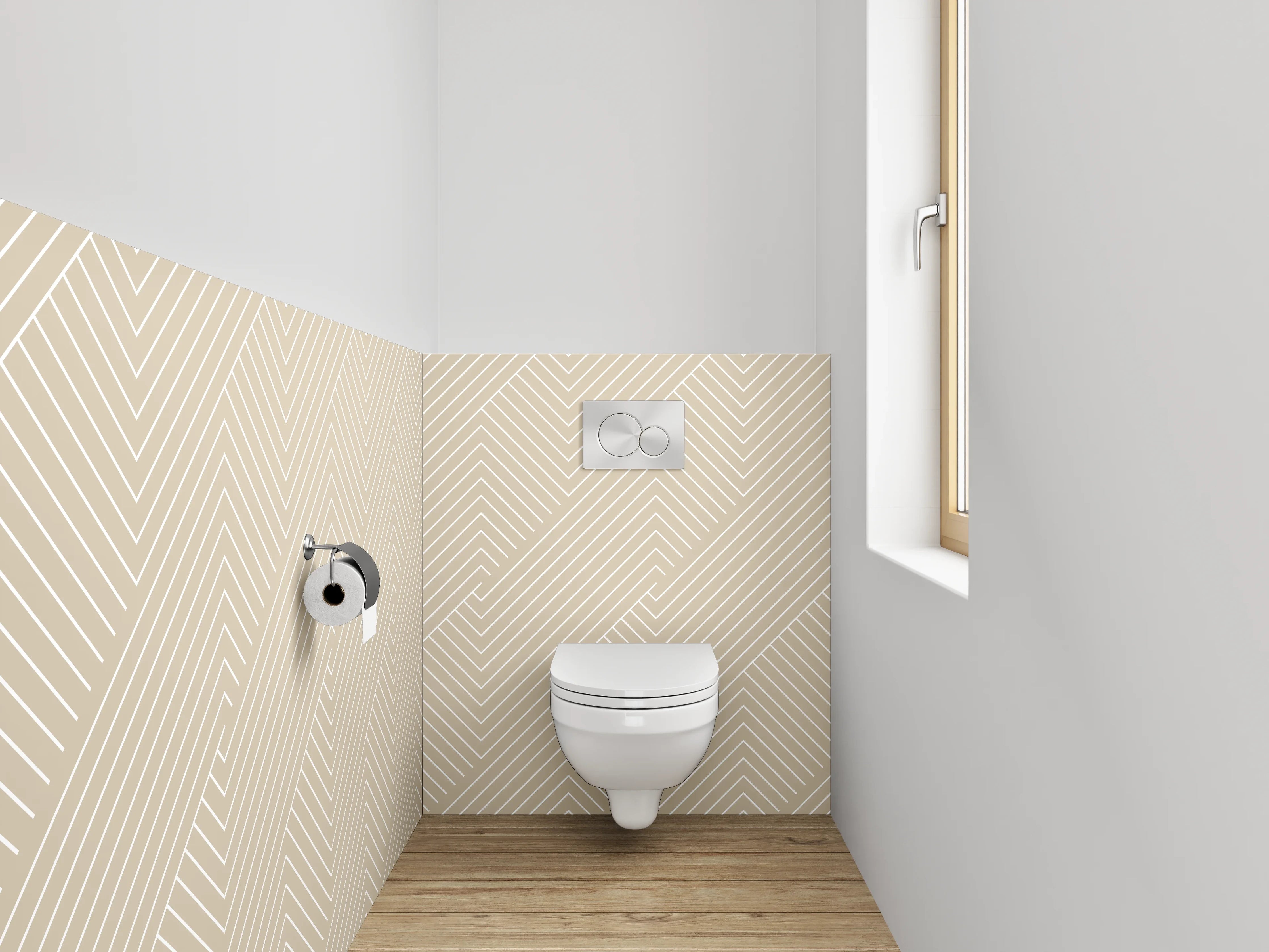 WC-Rückwand - Modernes geometrisches Linienmuster Beige