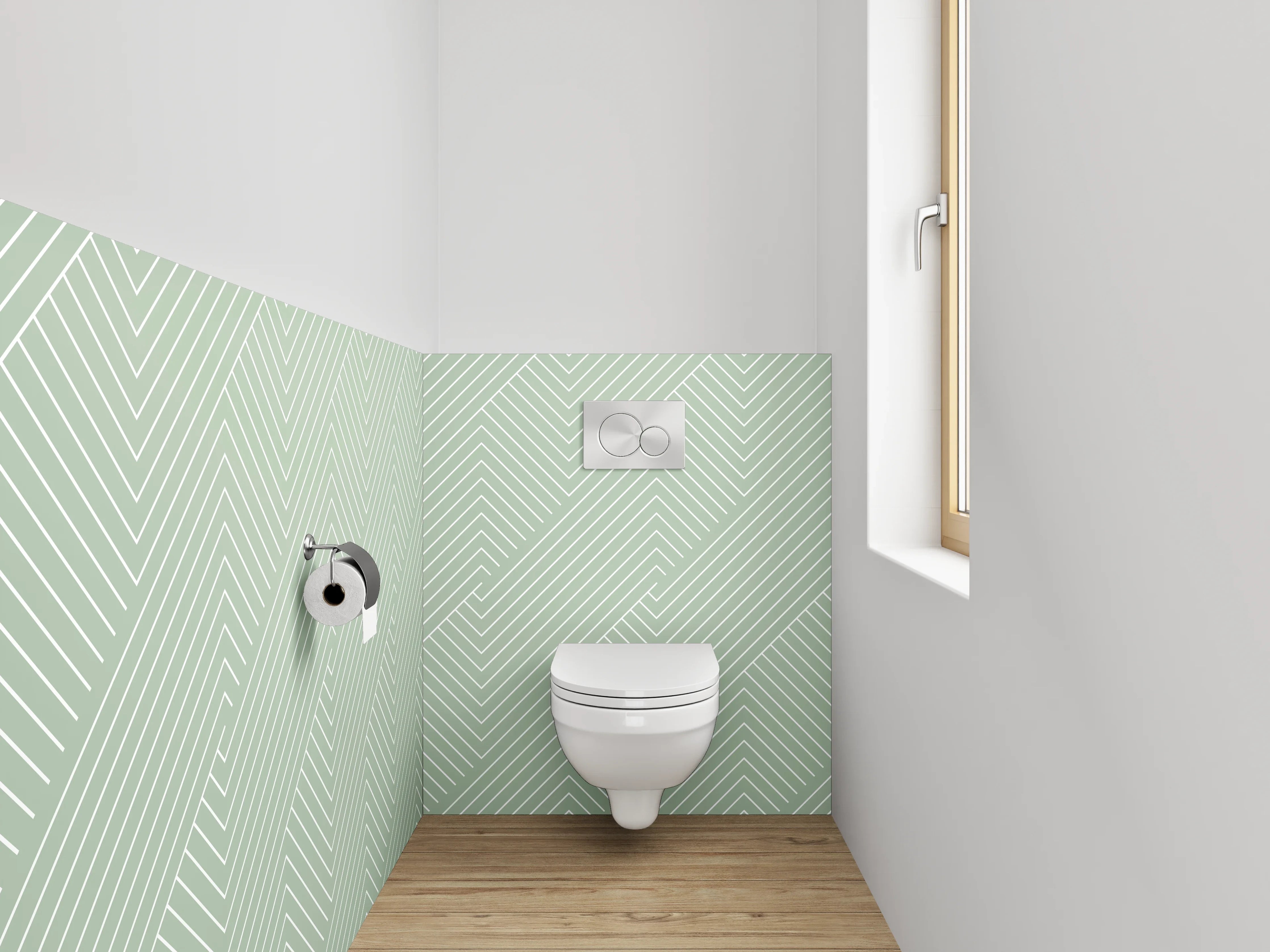 WC-Rückwand - Modernes geometrisches Linienmuster Grün