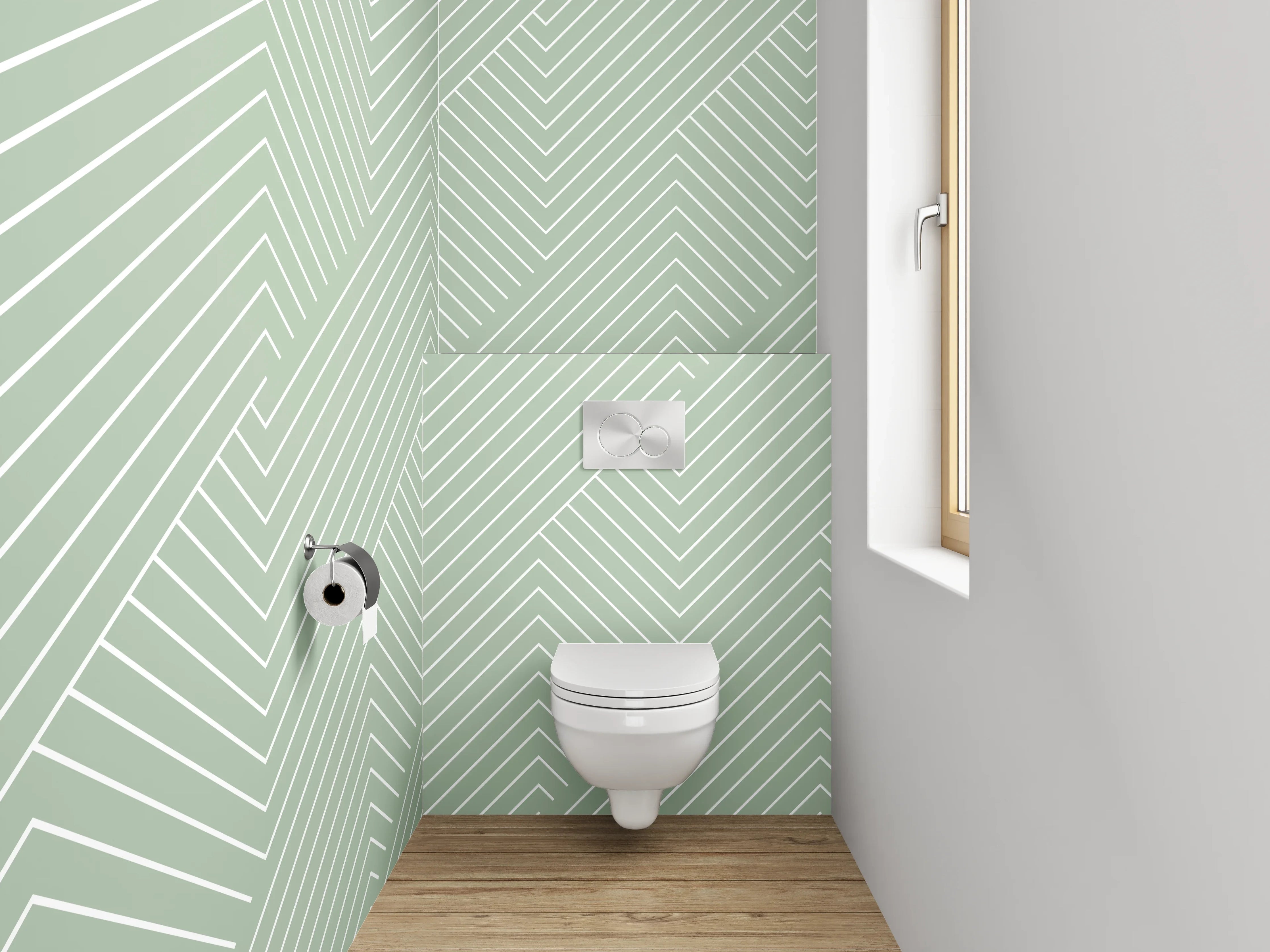 WC-Rückwand - Modernes geometrisches Linienmuster Grün