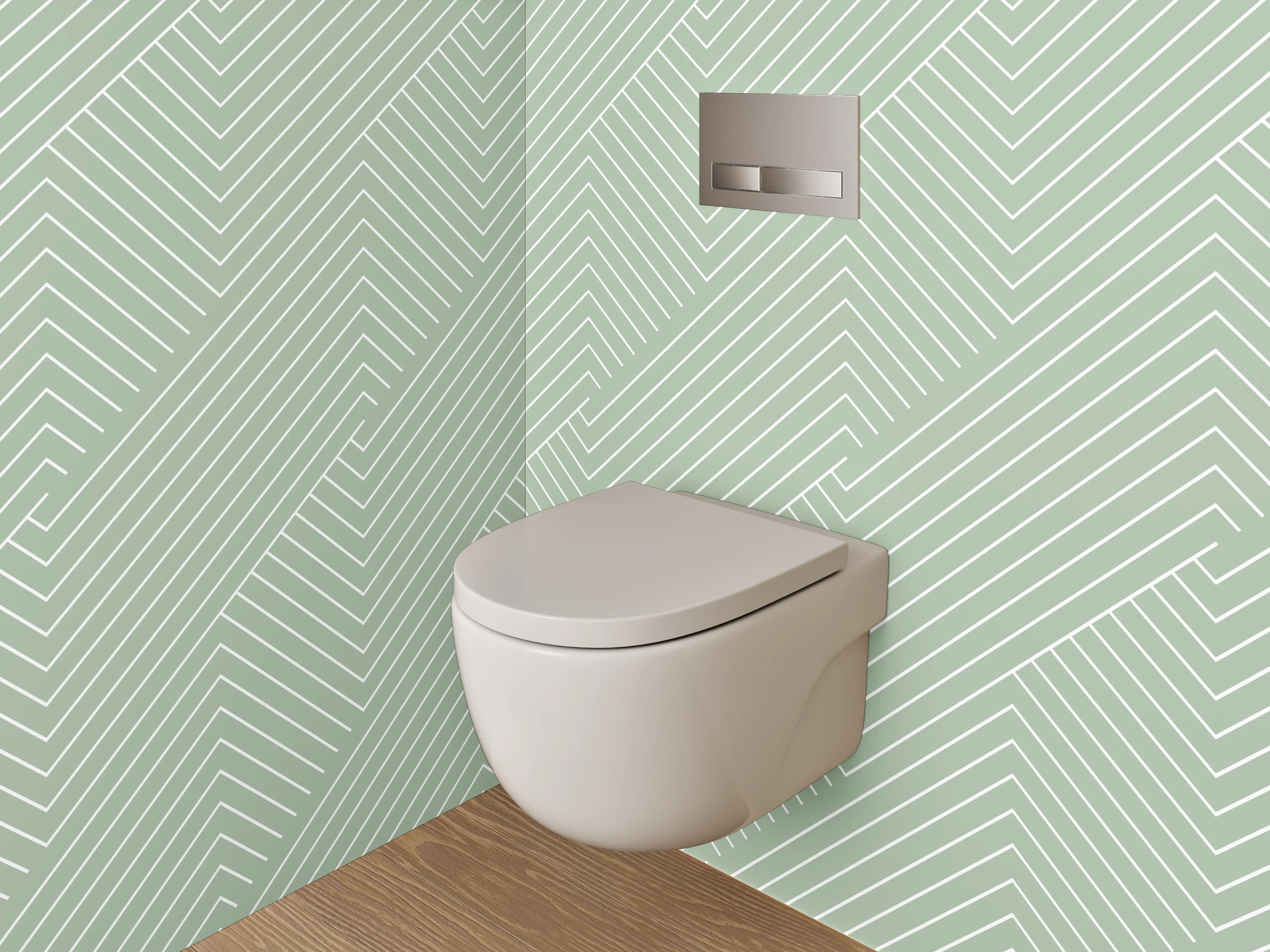 WC-Rückwand - Modernes geometrisches Linienmuster Grün