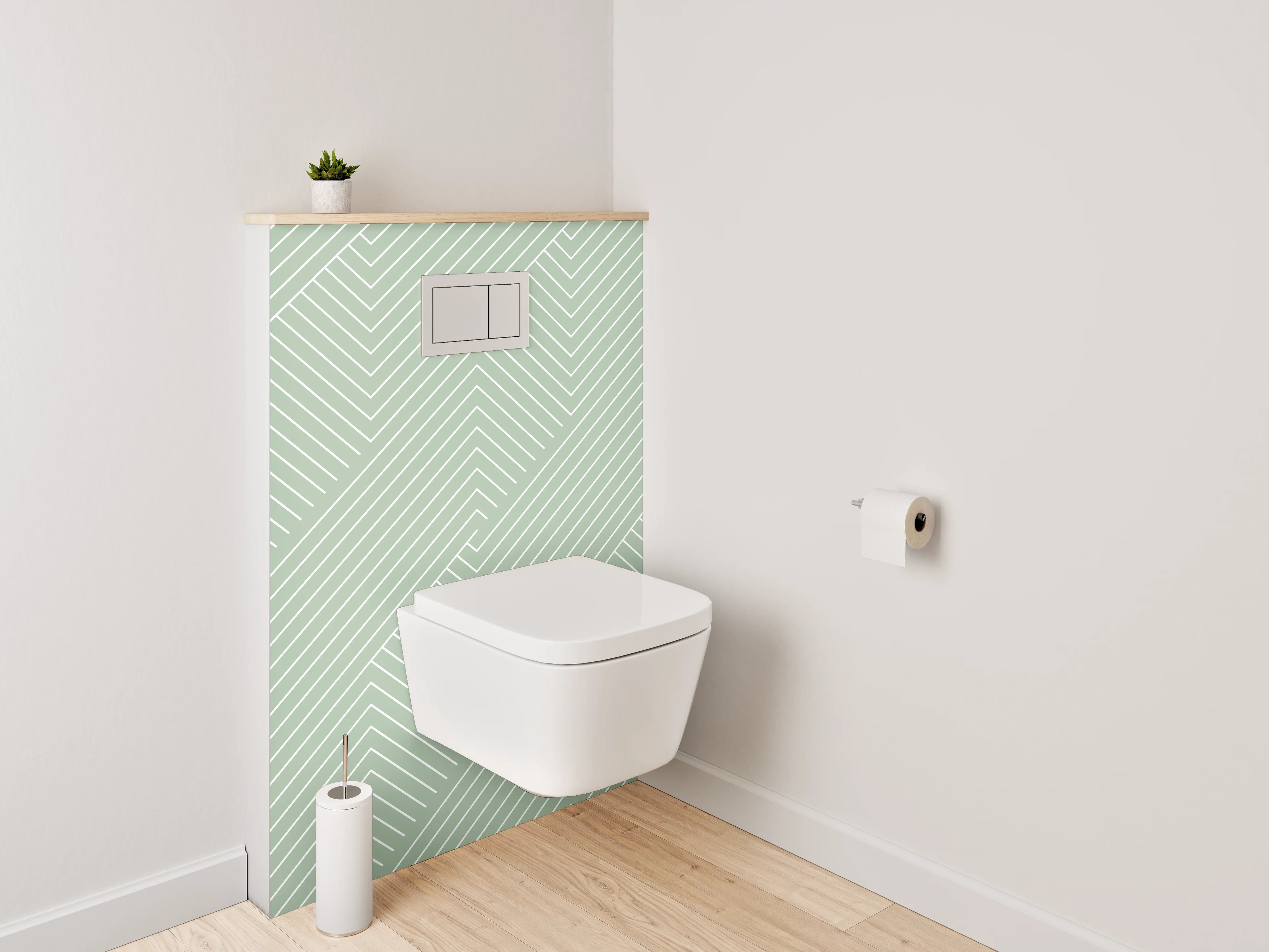 WC-Rückwand - Modernes geometrisches Linienmuster Grün