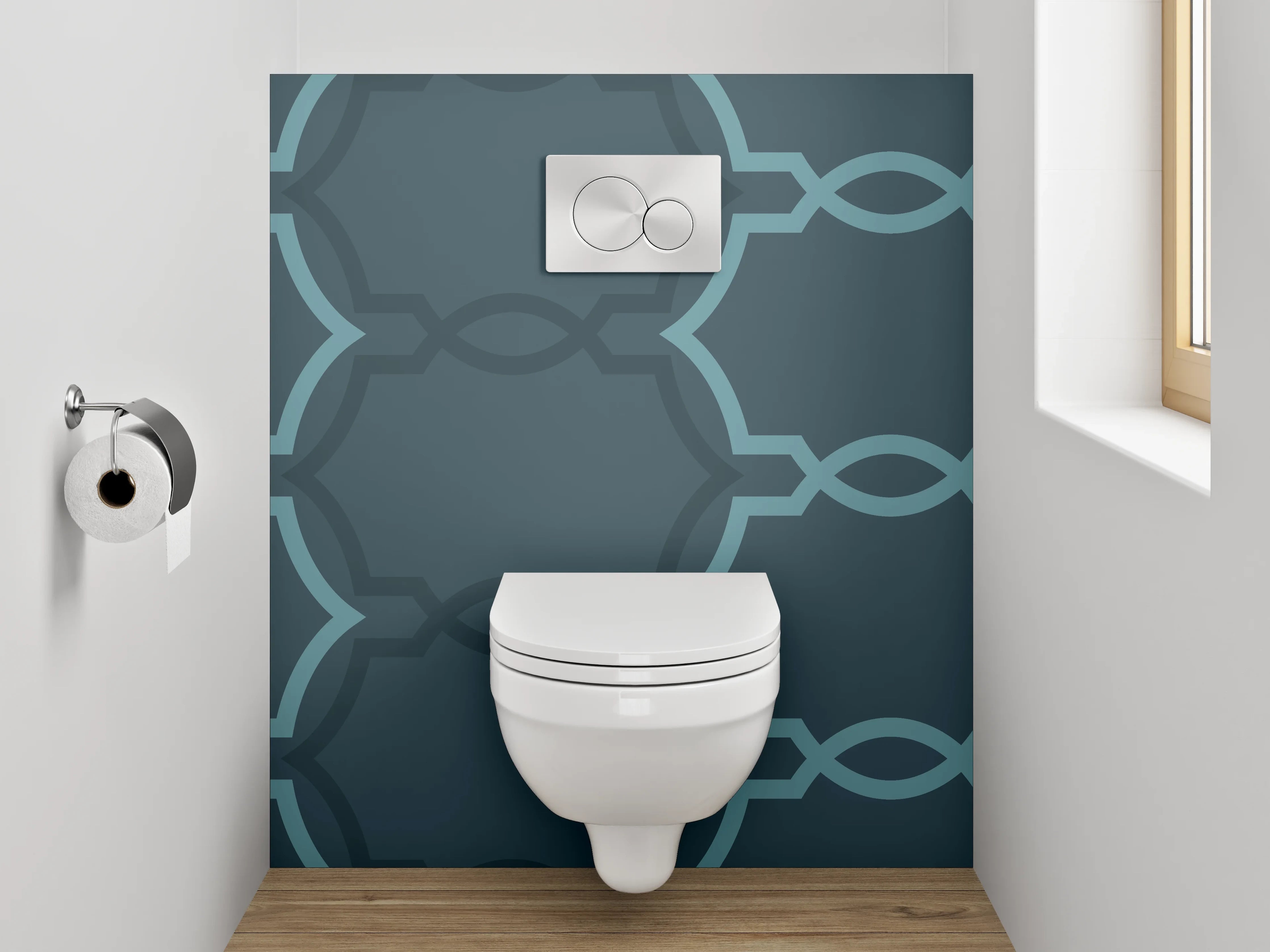 WC-Rückwand - Modernes geometrisches Muster Dunkelblau