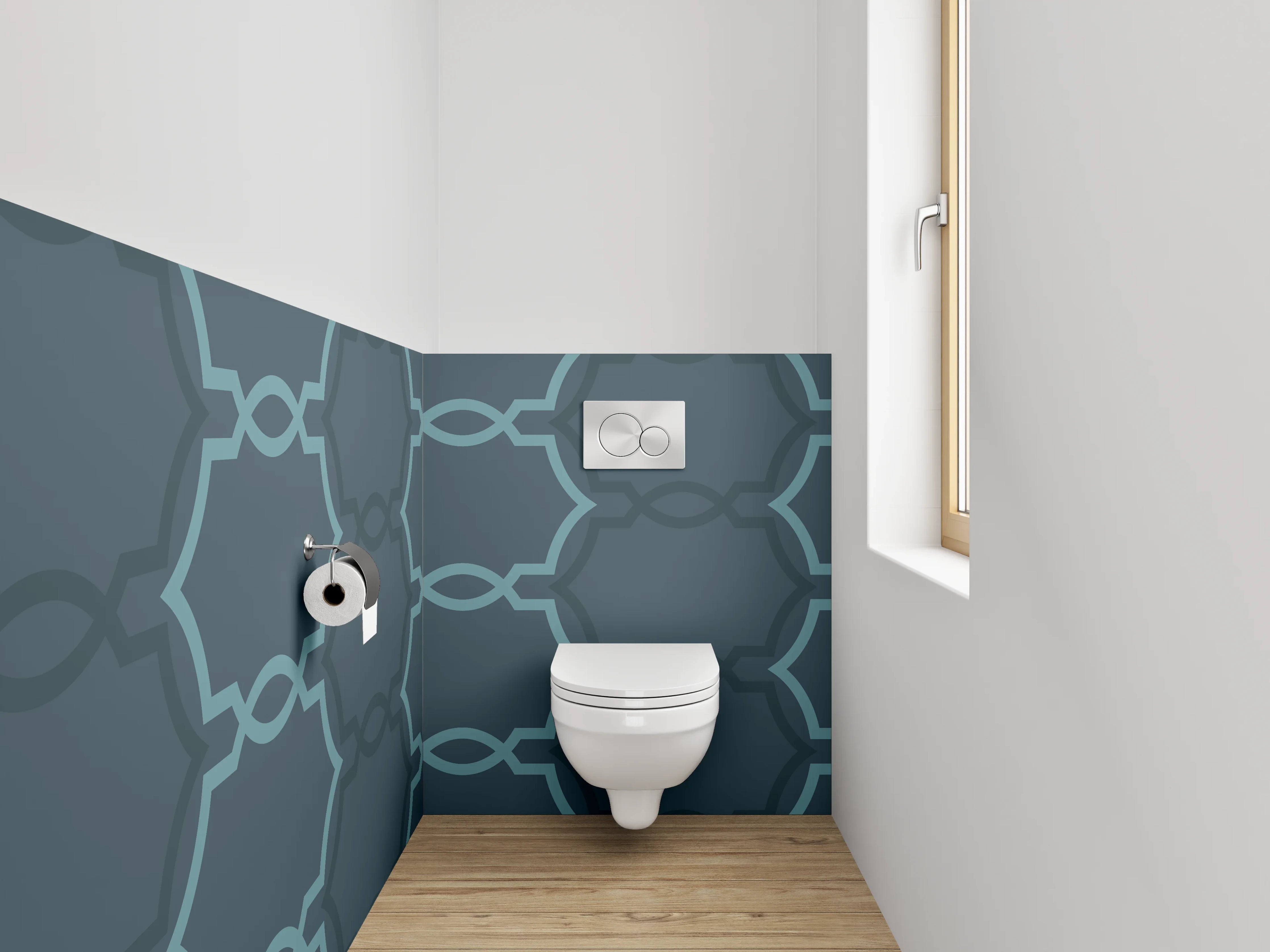 WC-Rückwand - Modernes geometrisches Muster Dunkelblau