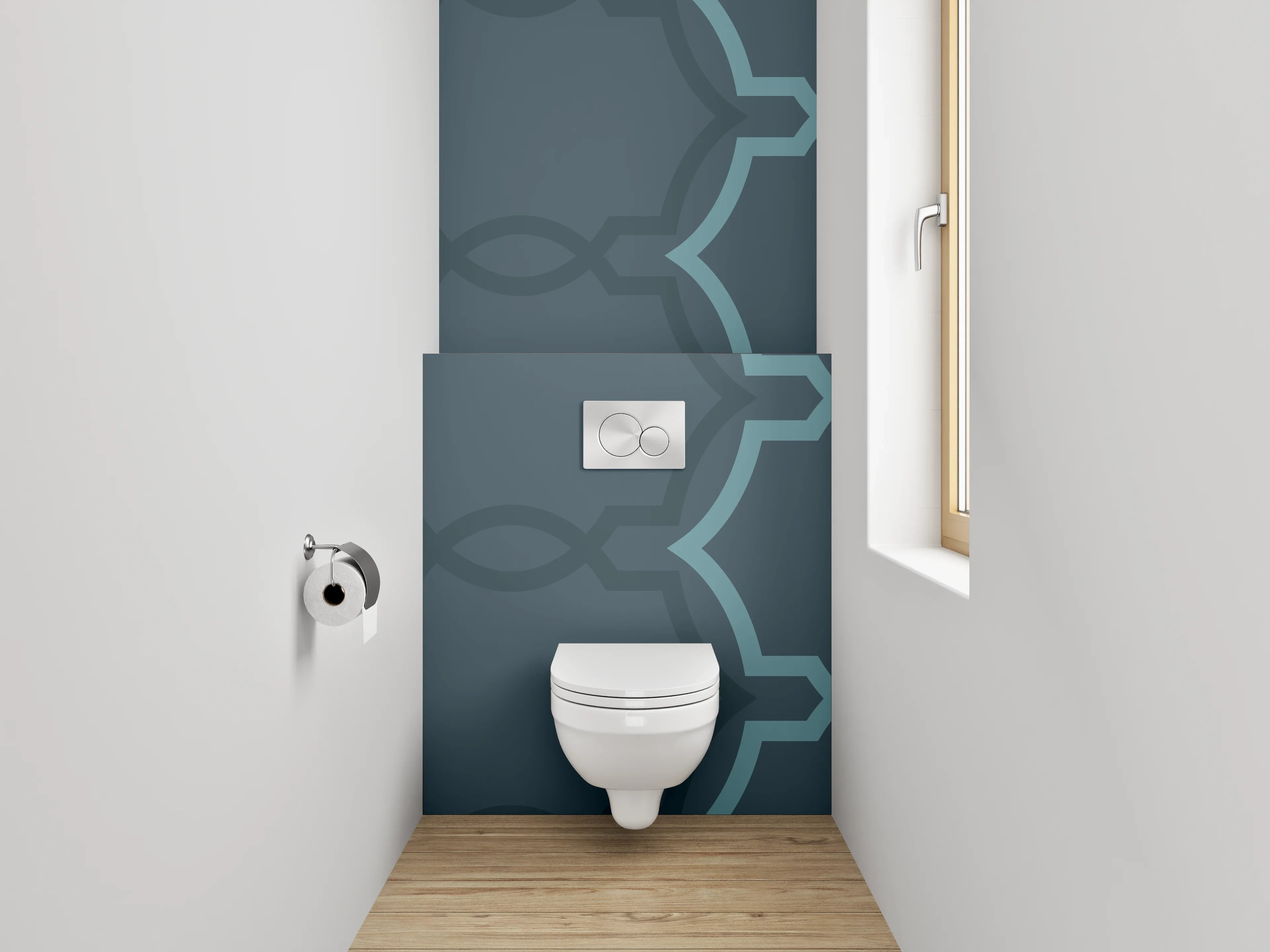 WC-Rückwand - Modernes geometrisches Muster Dunkelblau
