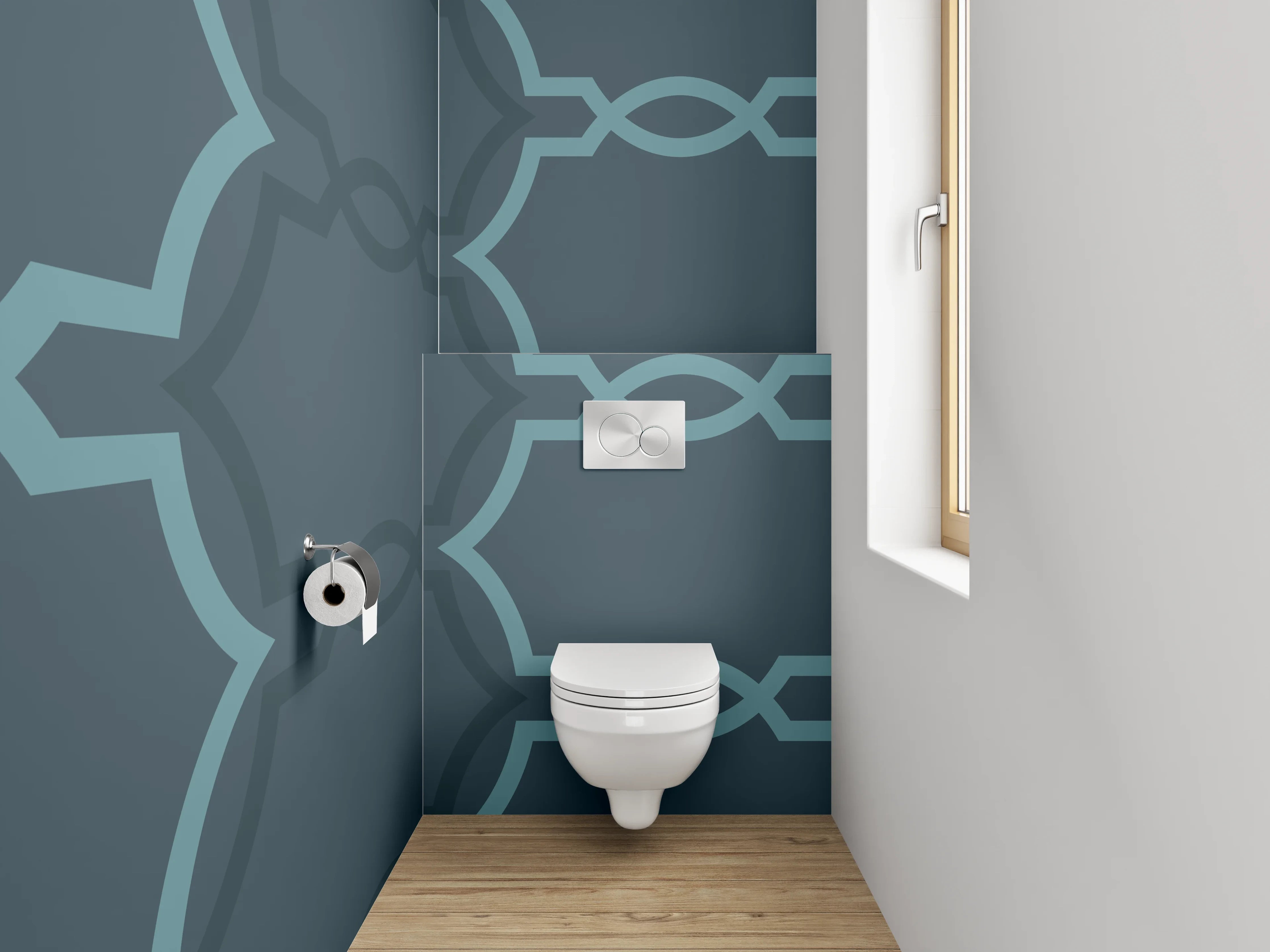 WC-Rückwand - Modernes geometrisches Muster Dunkelblau