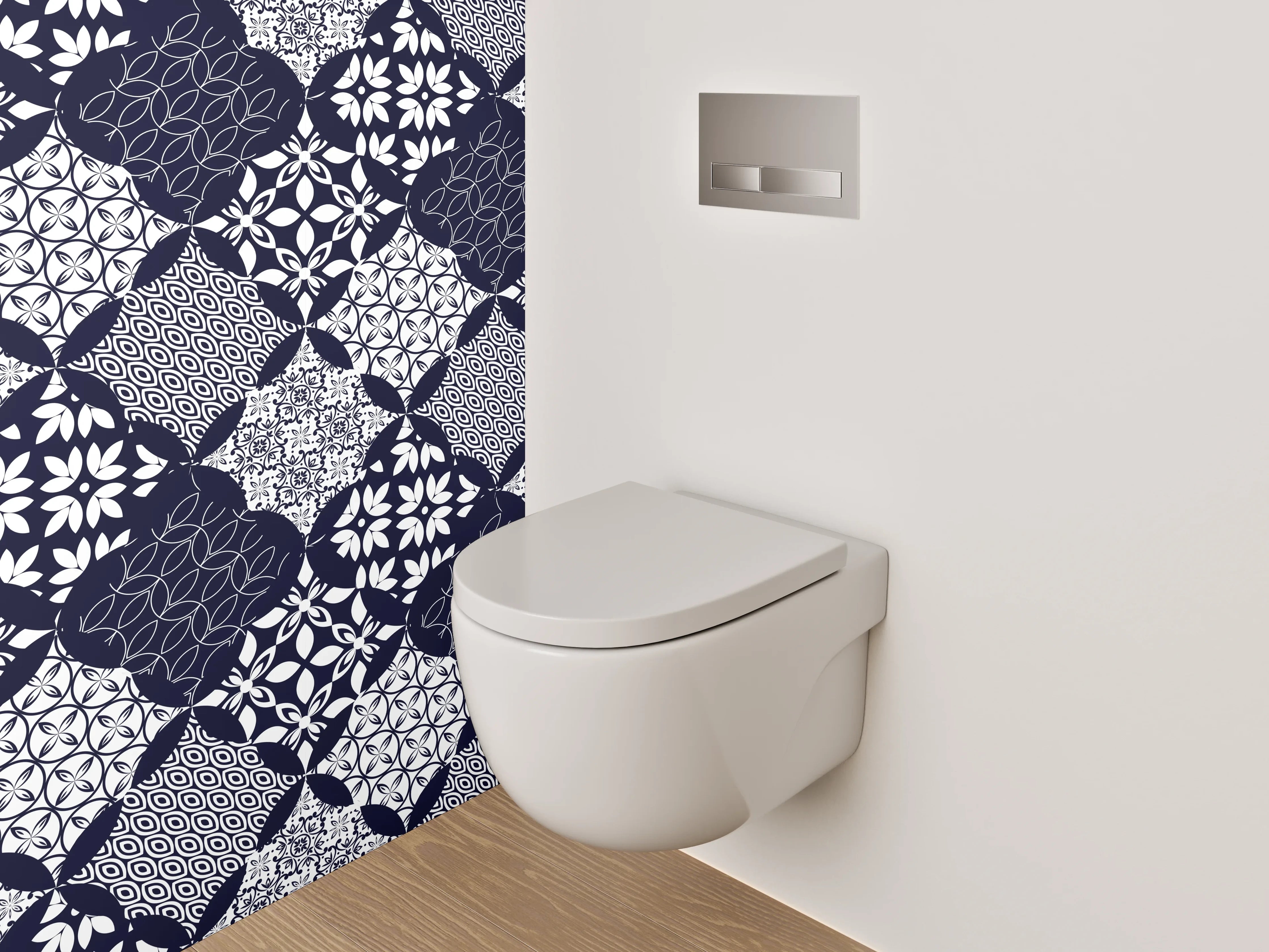 WC-Rückwand - Modernes geometrisches Muster Schwarz-Weiß