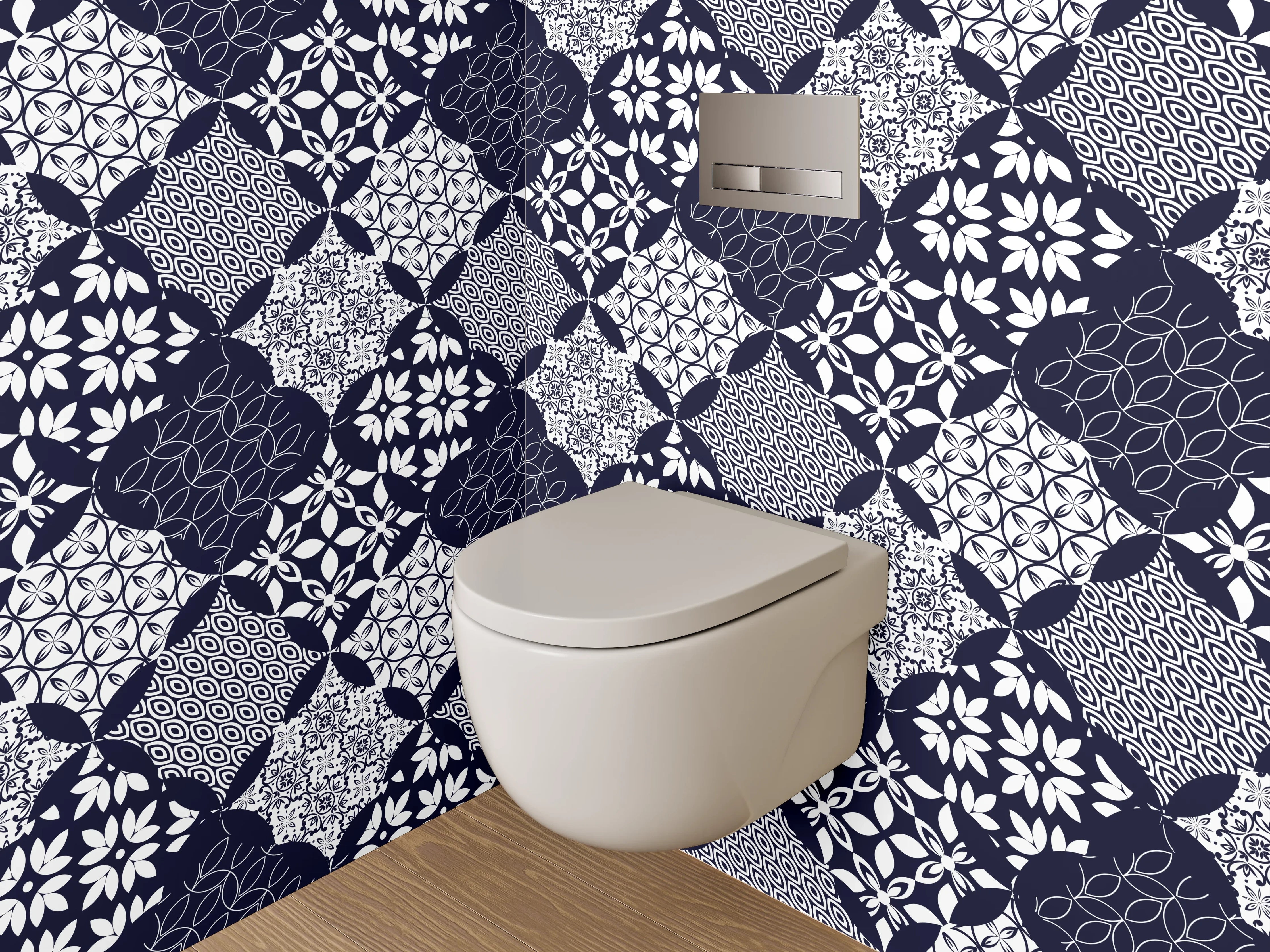 WC-Rückwand - Modernes geometrisches Muster Schwarz-Weiß