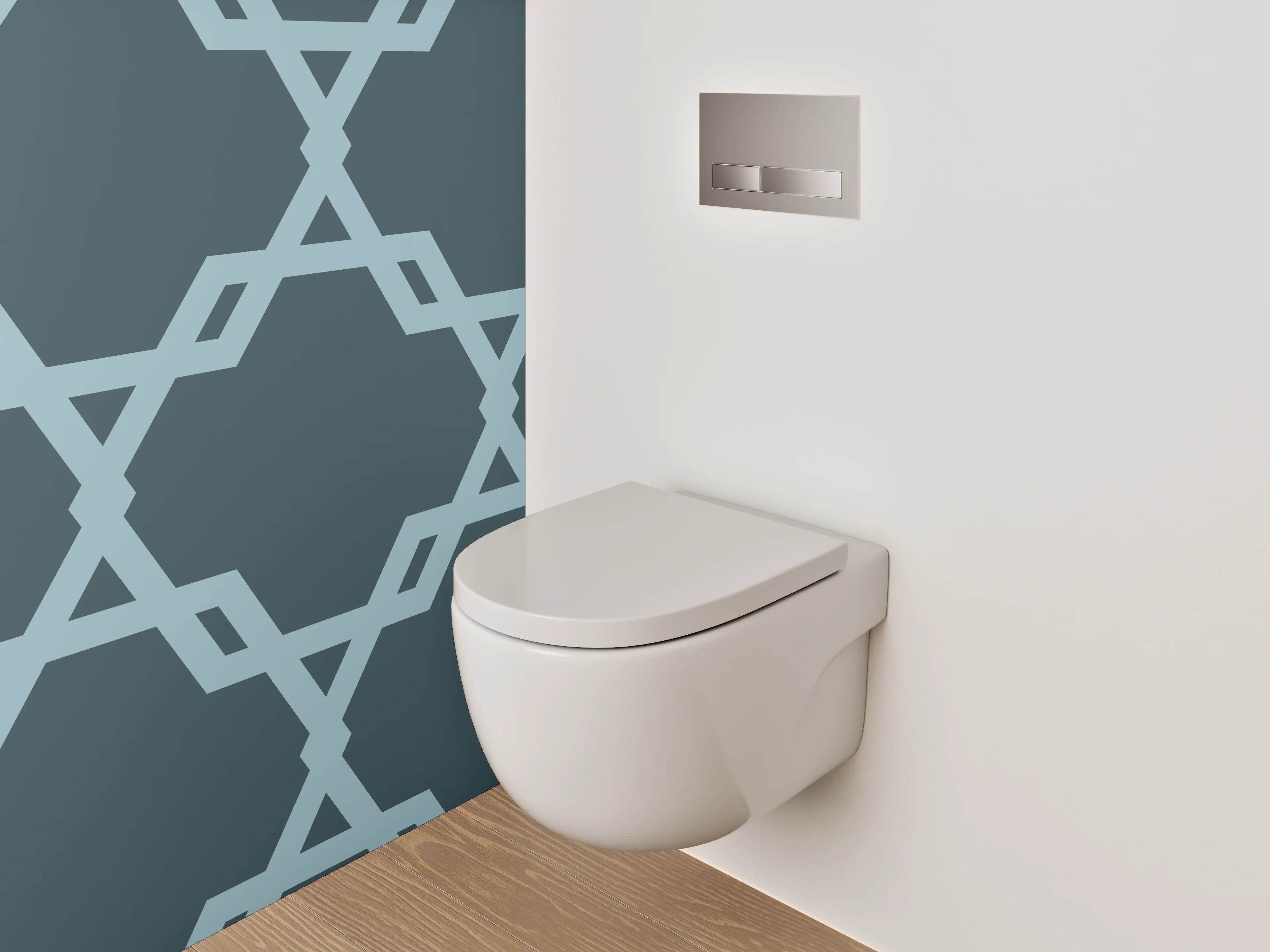 WC-Rückwand - Modernes geometrisches Retro-Muster Blau