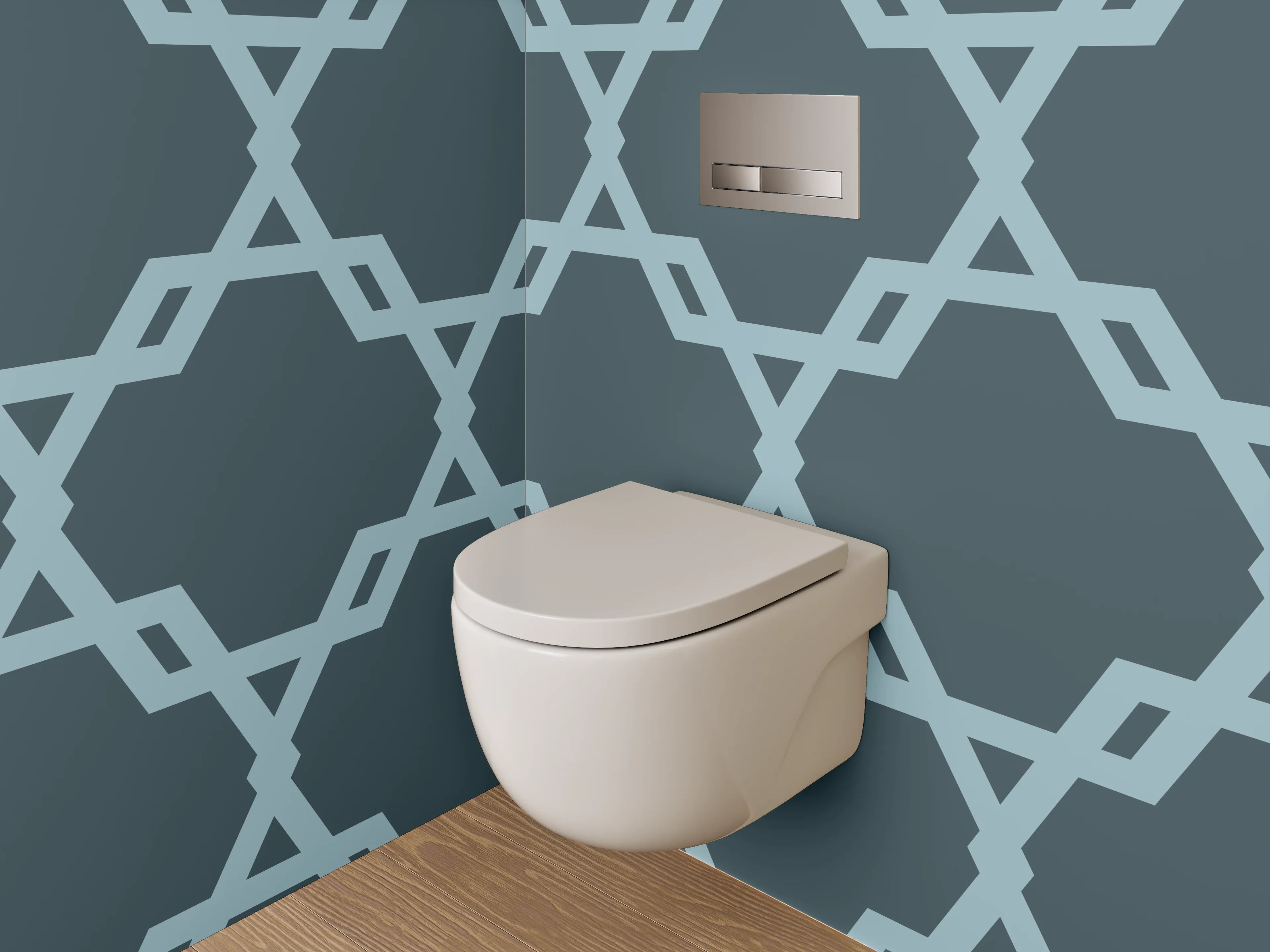 WC-Rückwand - Modernes geometrisches Retro-Muster Blau