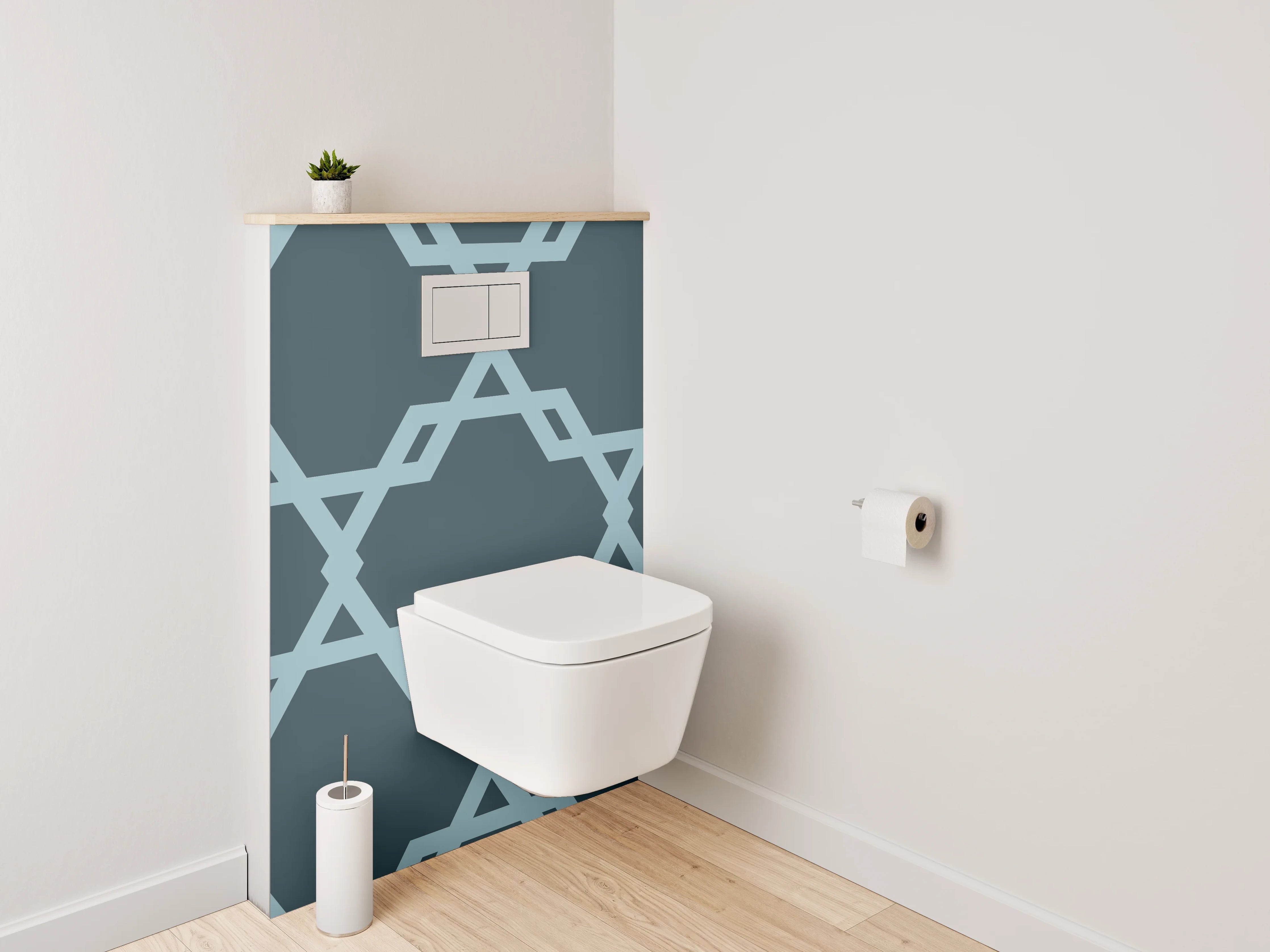 WC-Rückwand - Modernes geometrisches Retro-Muster Blau