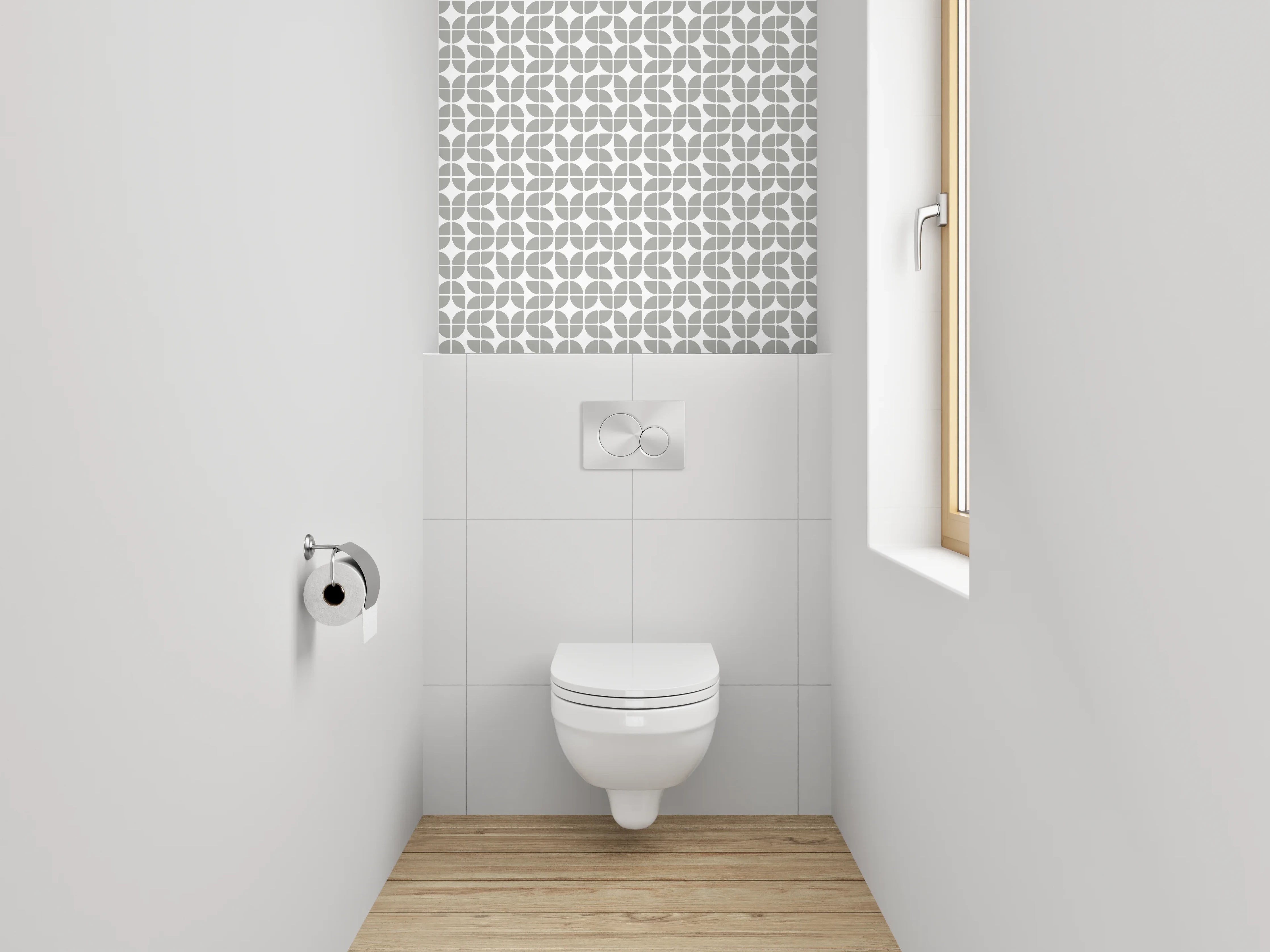 WC-Rückwand - Modernes graues Retro-Muster