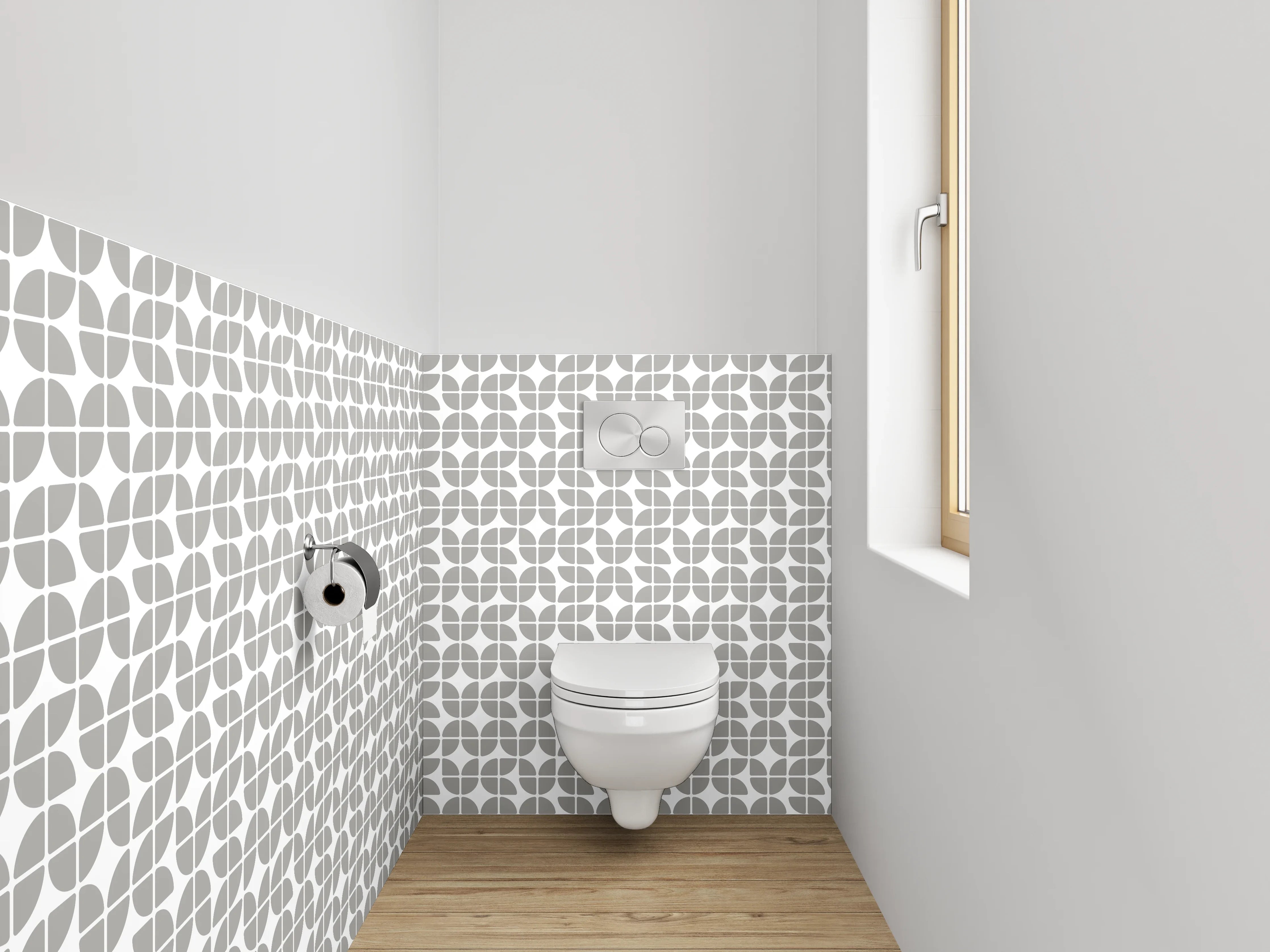 WC-Rückwand - Modernes graues Retro-Muster