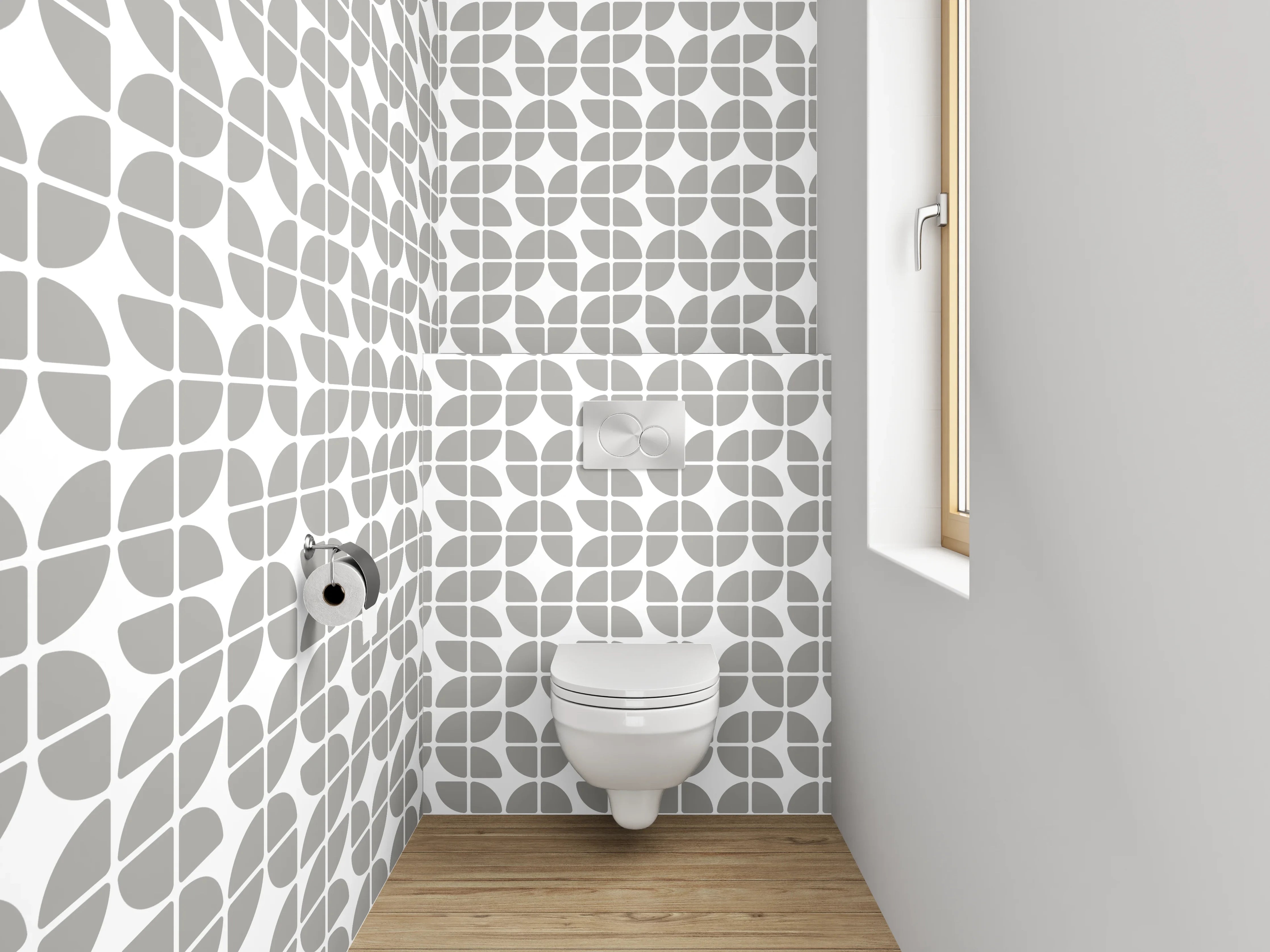 WC-Rückwand - Modernes graues Retro-Muster
