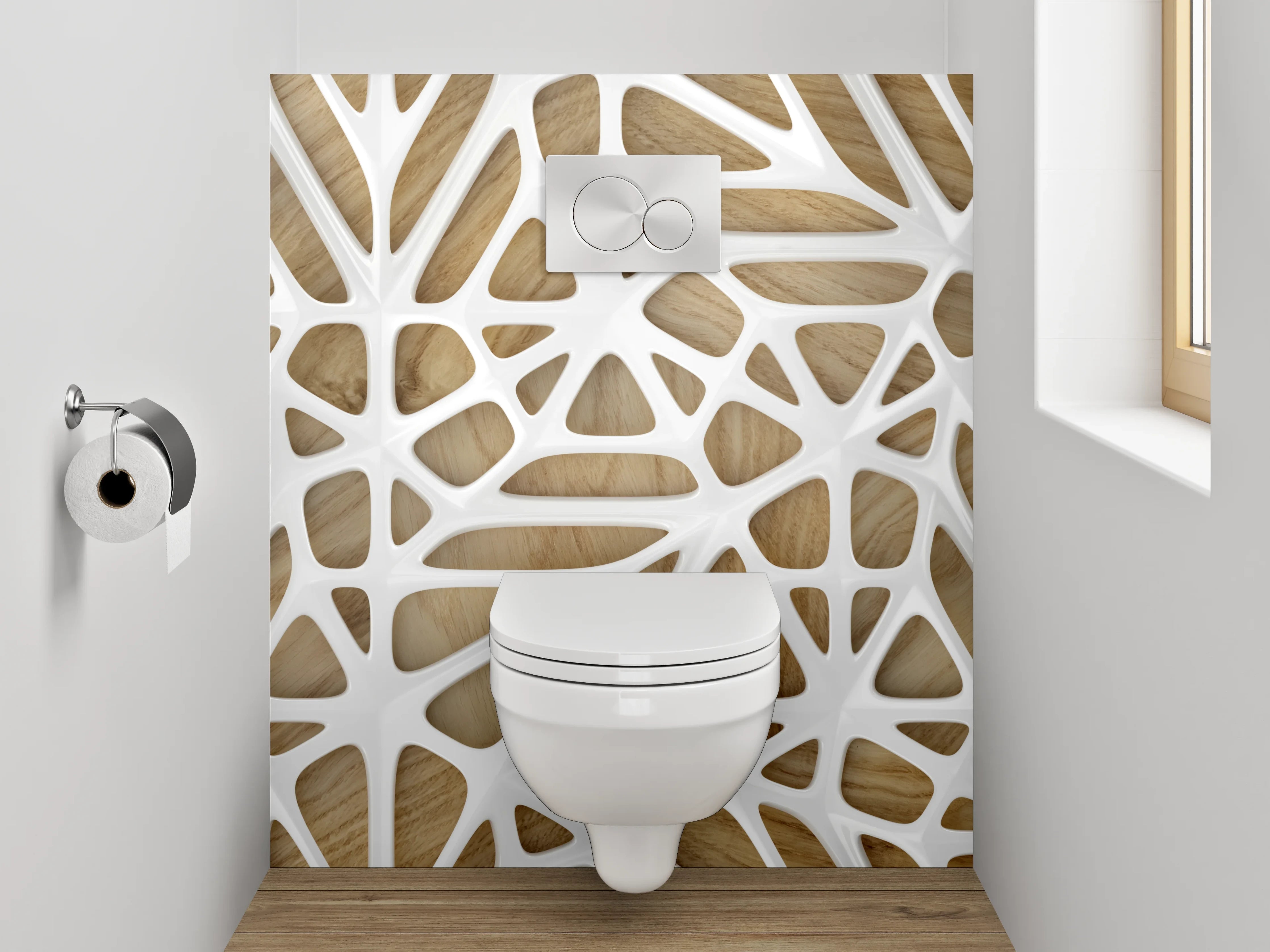 WC-Rückwand - Modernes organisches Muster Holz Weiß