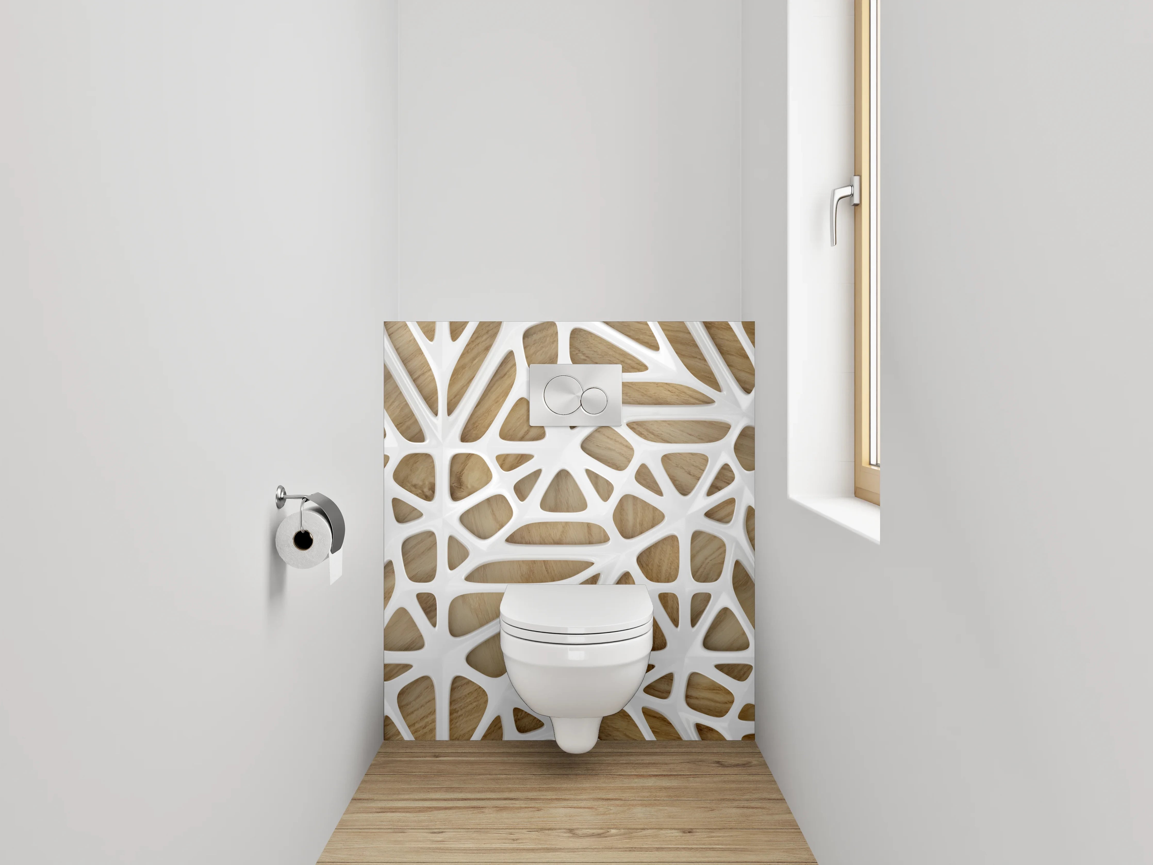 WC-Rückwand - Modernes organisches Muster Holz Weiß