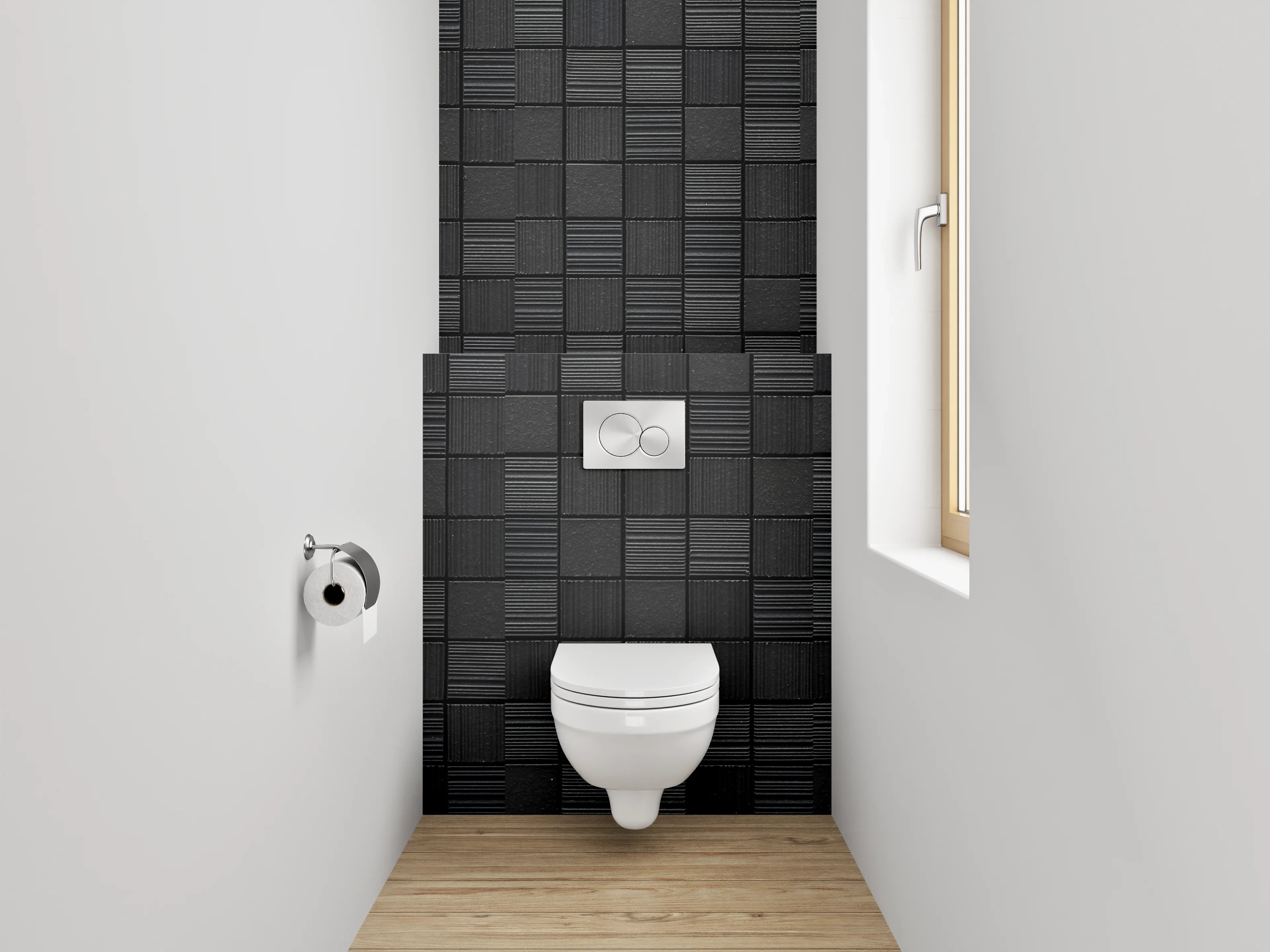 WC-Rückwand - Modernes schwarzes Flechtmuster-Design
