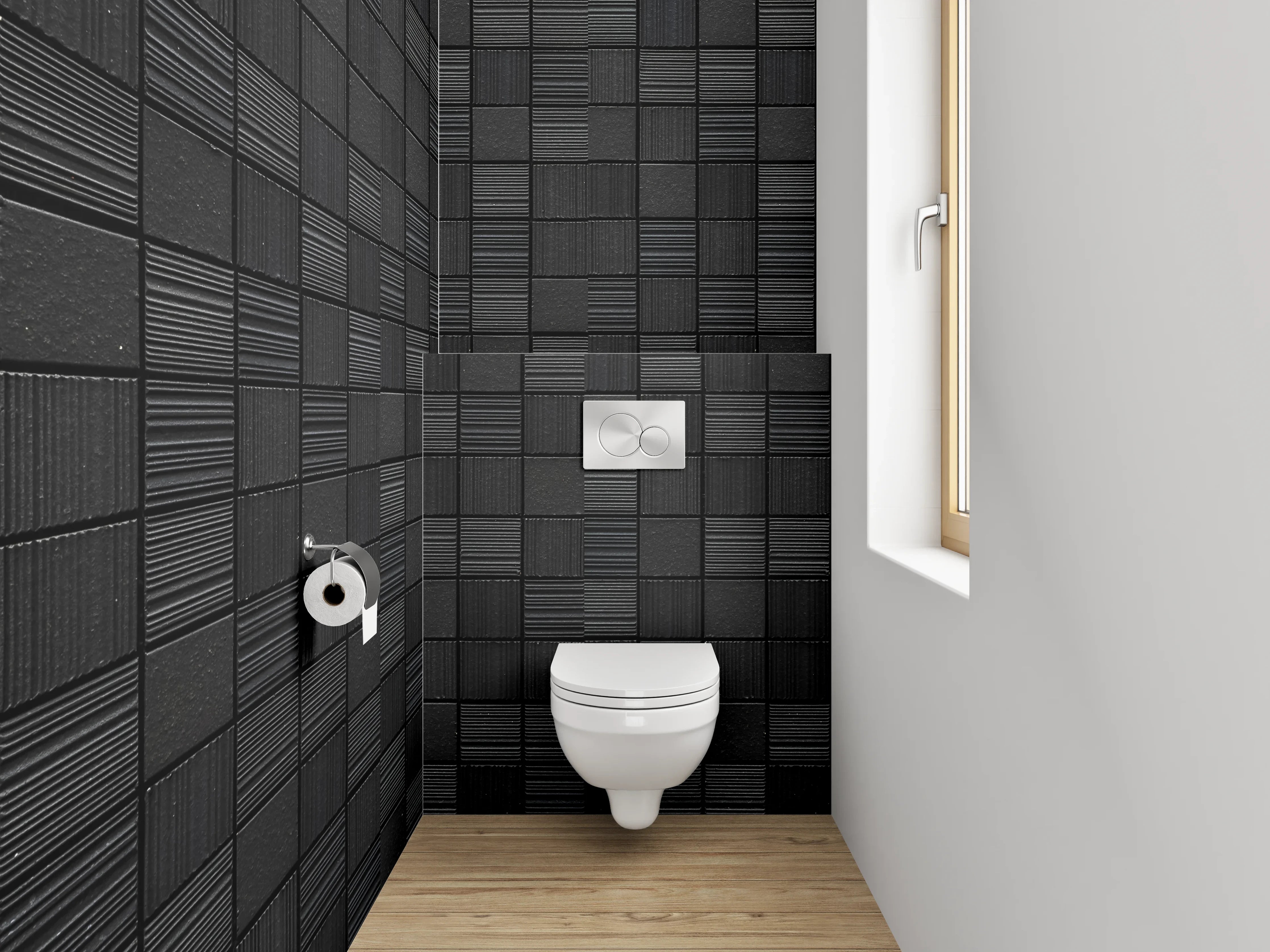 WC-Rückwand - Modernes schwarzes Flechtmuster-Design