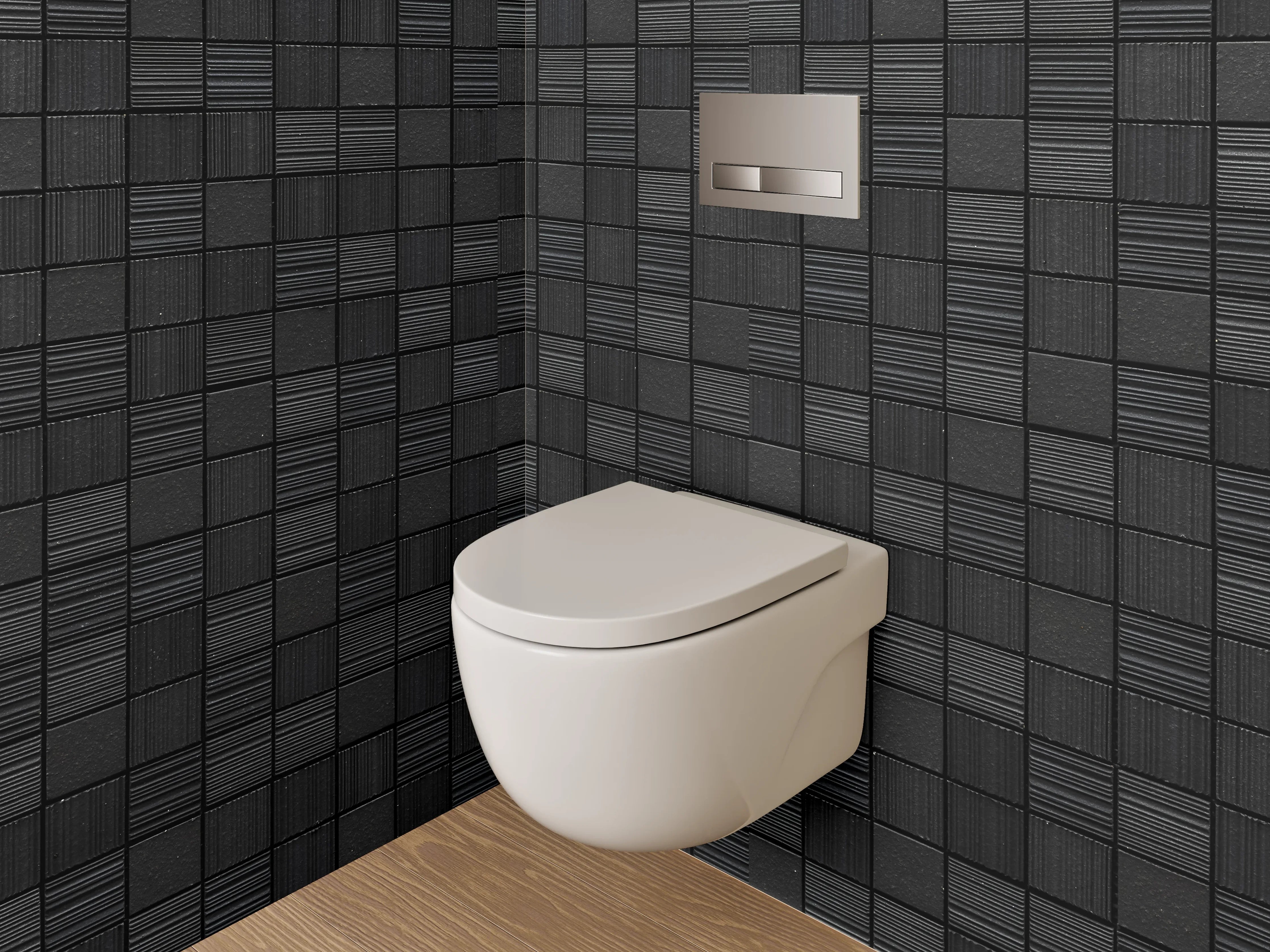 WC-Rückwand - Modernes schwarzes Flechtmuster-Design