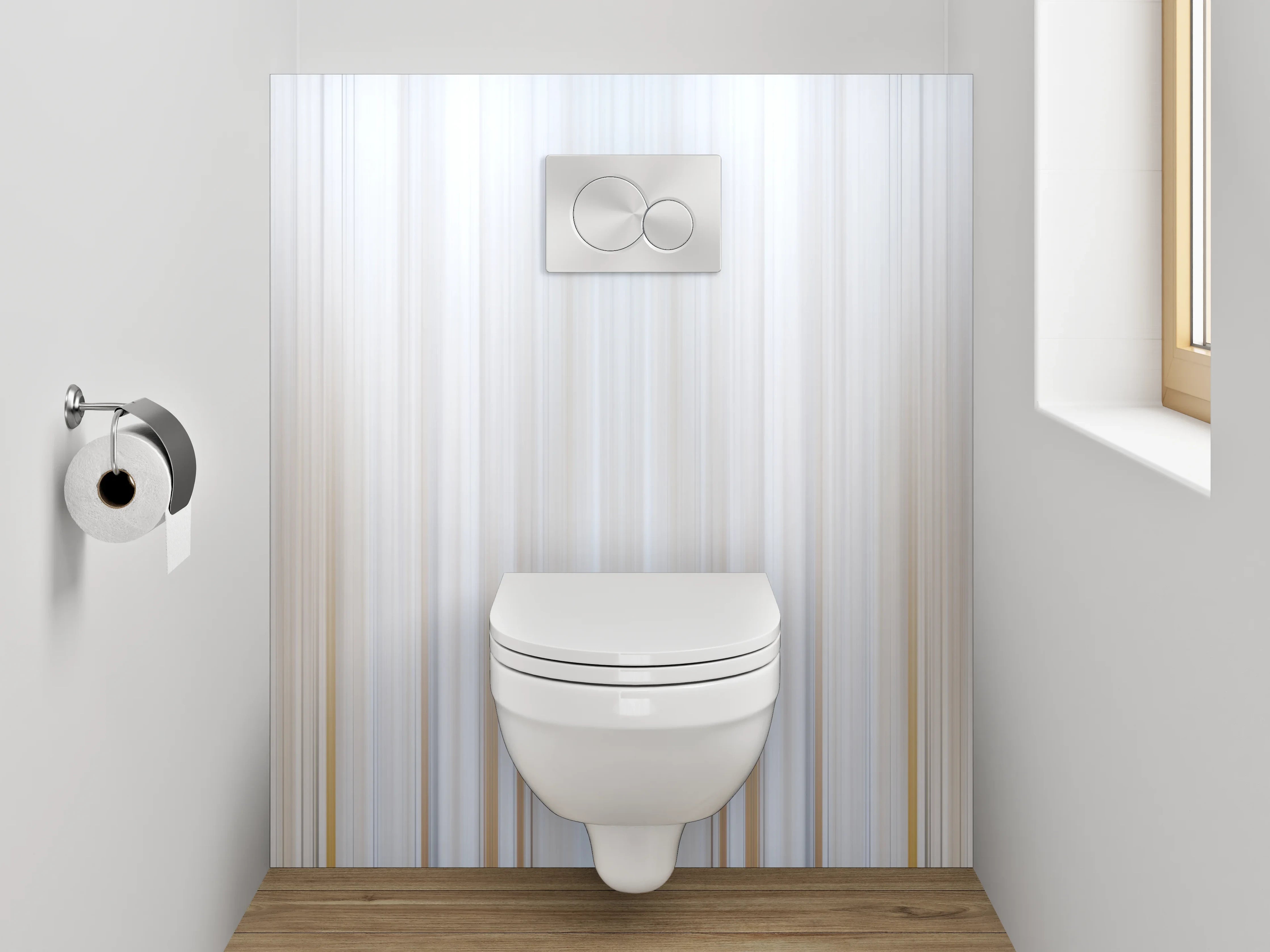 WC-Rückwand - Modernes weiß-graues Streifenmuster