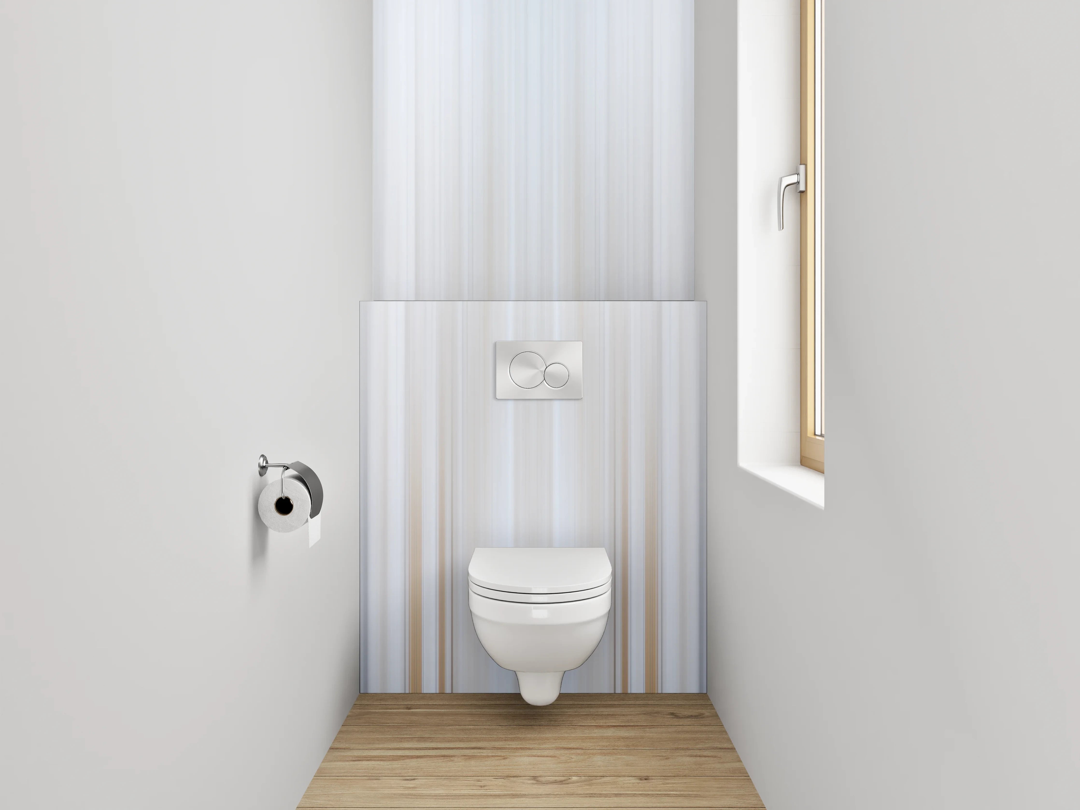 WC-Rückwand - Modernes weiß-graues Streifenmuster